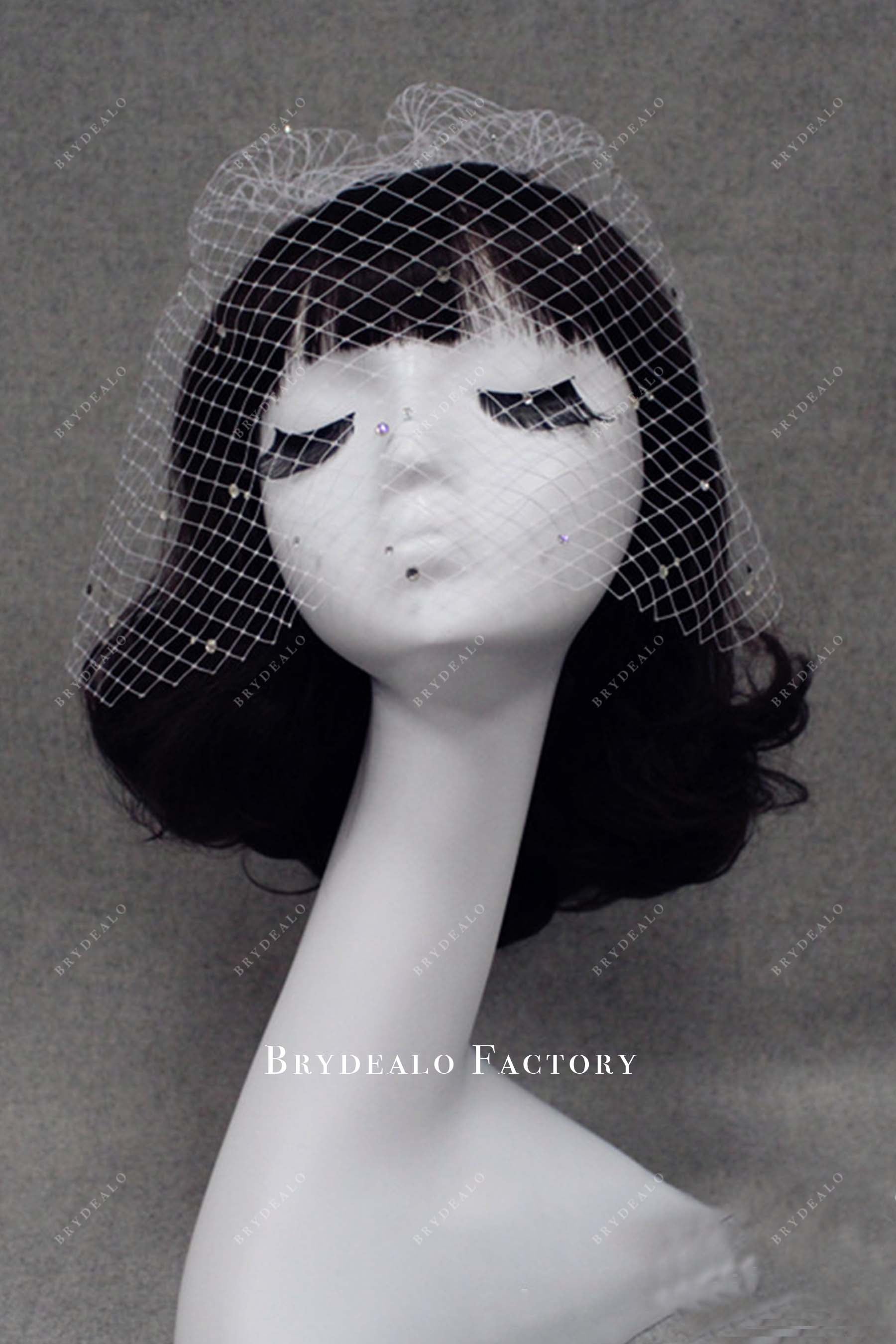 vintage birdcage raw cut bridal veil