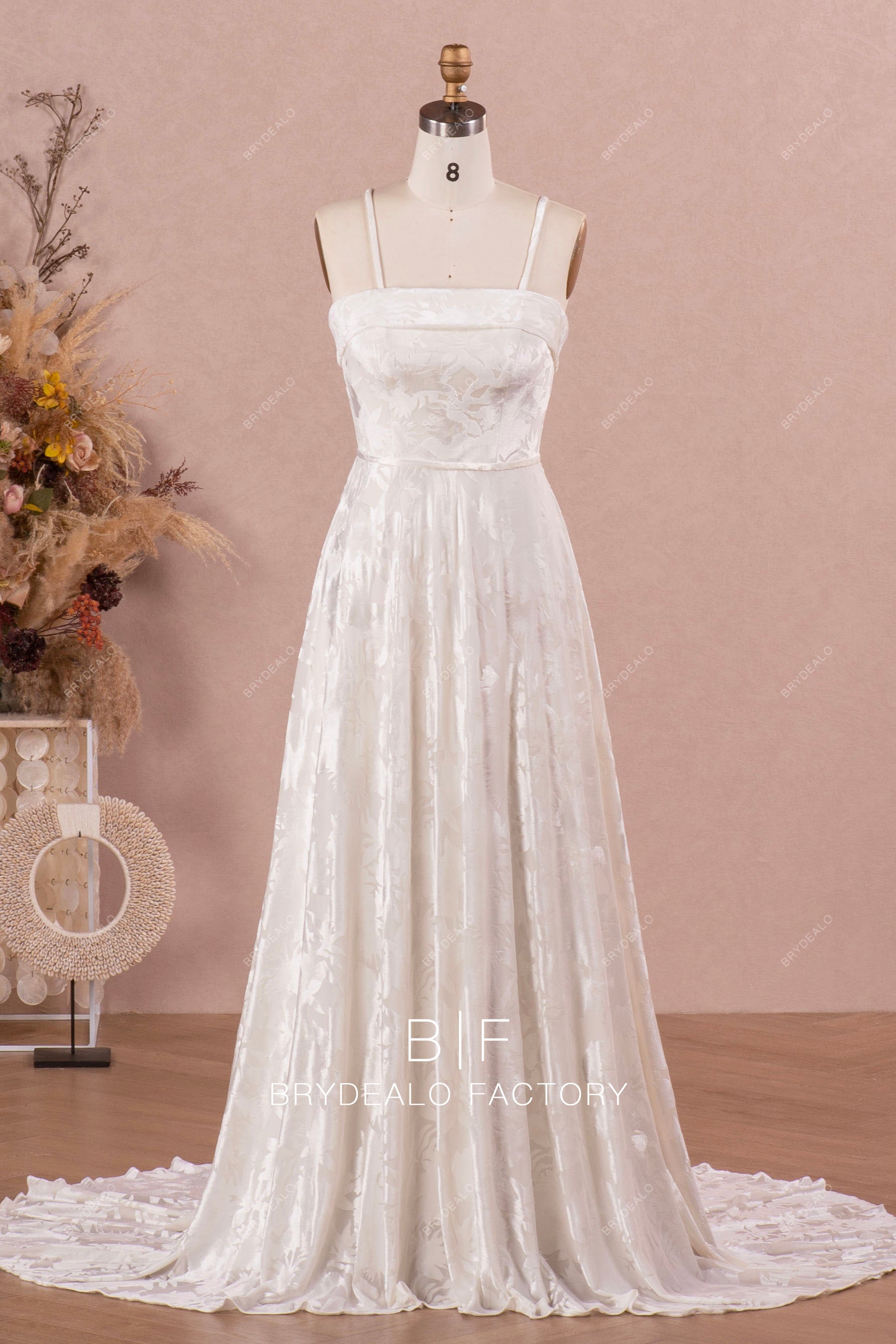 Vintage Burnout Velvet Detachable Straps Wedding Dress Vintage Burnout Velvet Detachable Straps Wedding Dress