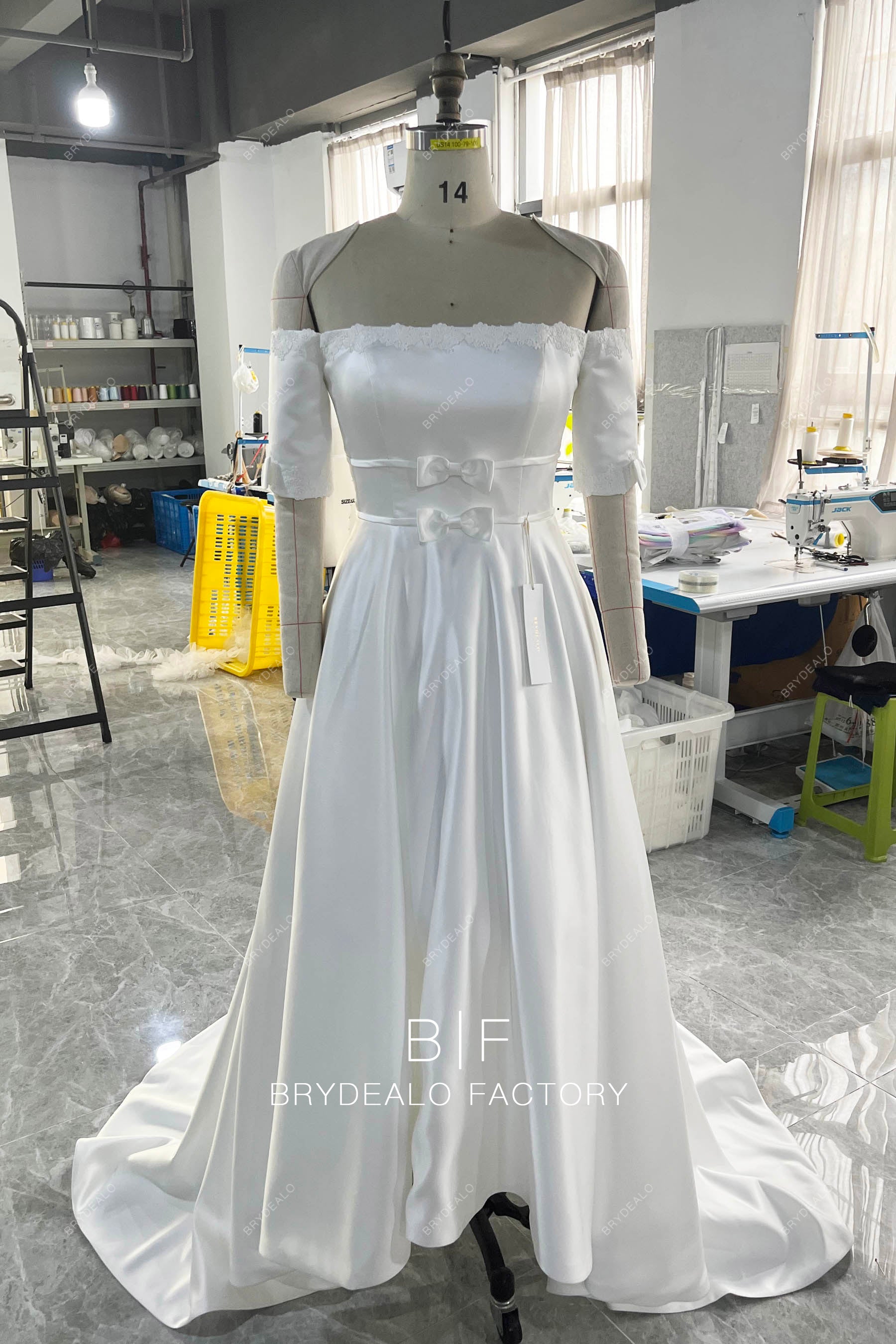 vintage off shoulder hilo wedding dress