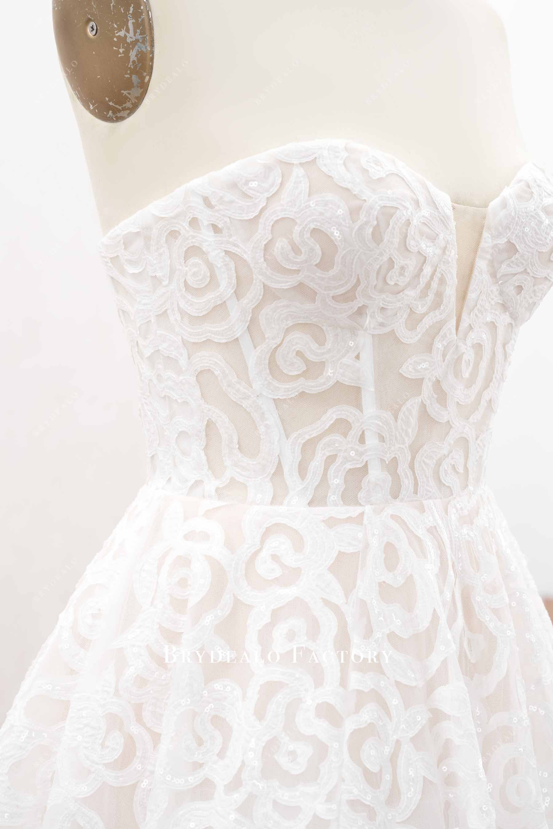 visible boning corset bridal gown