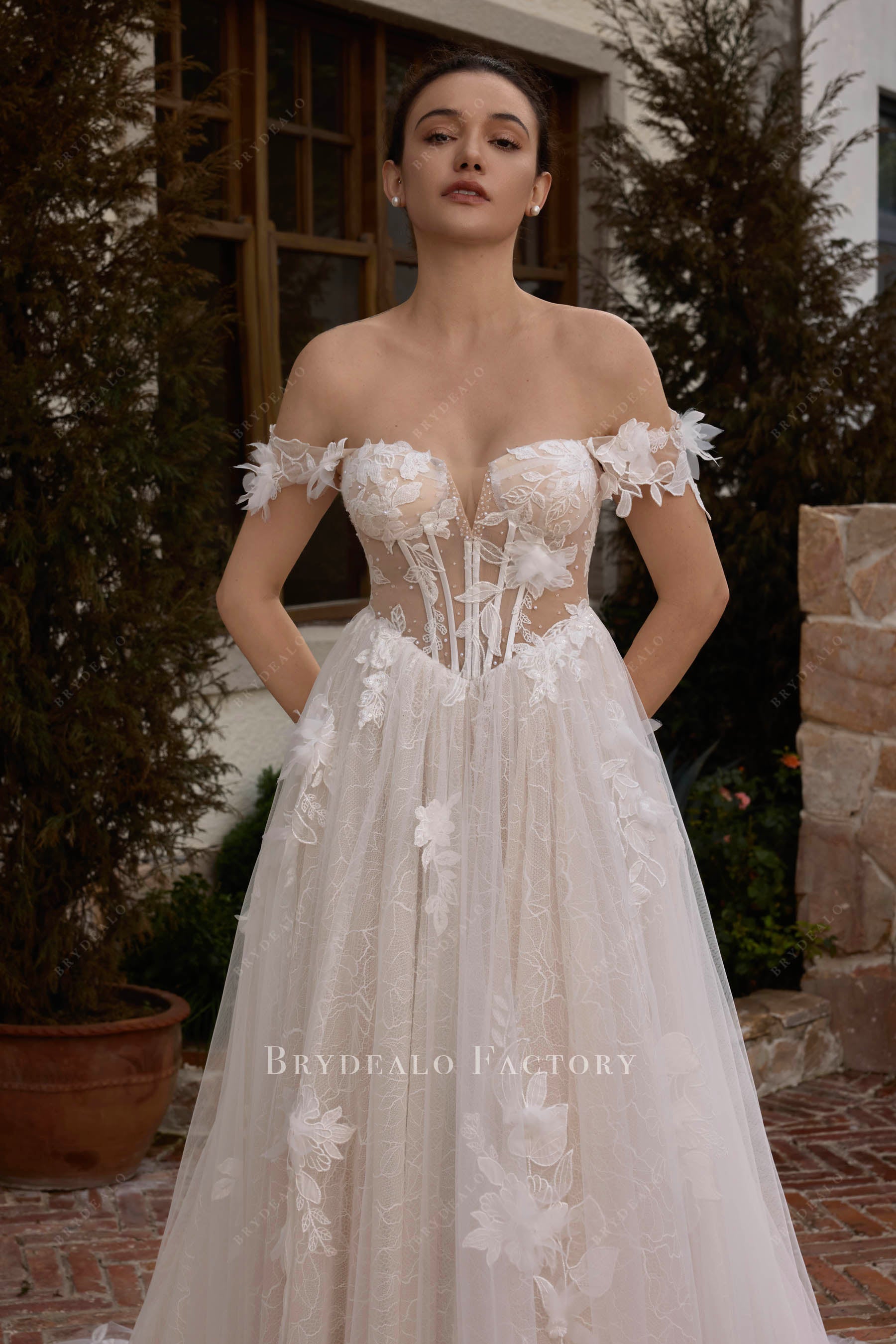 visible boning crystal corset wedding dress