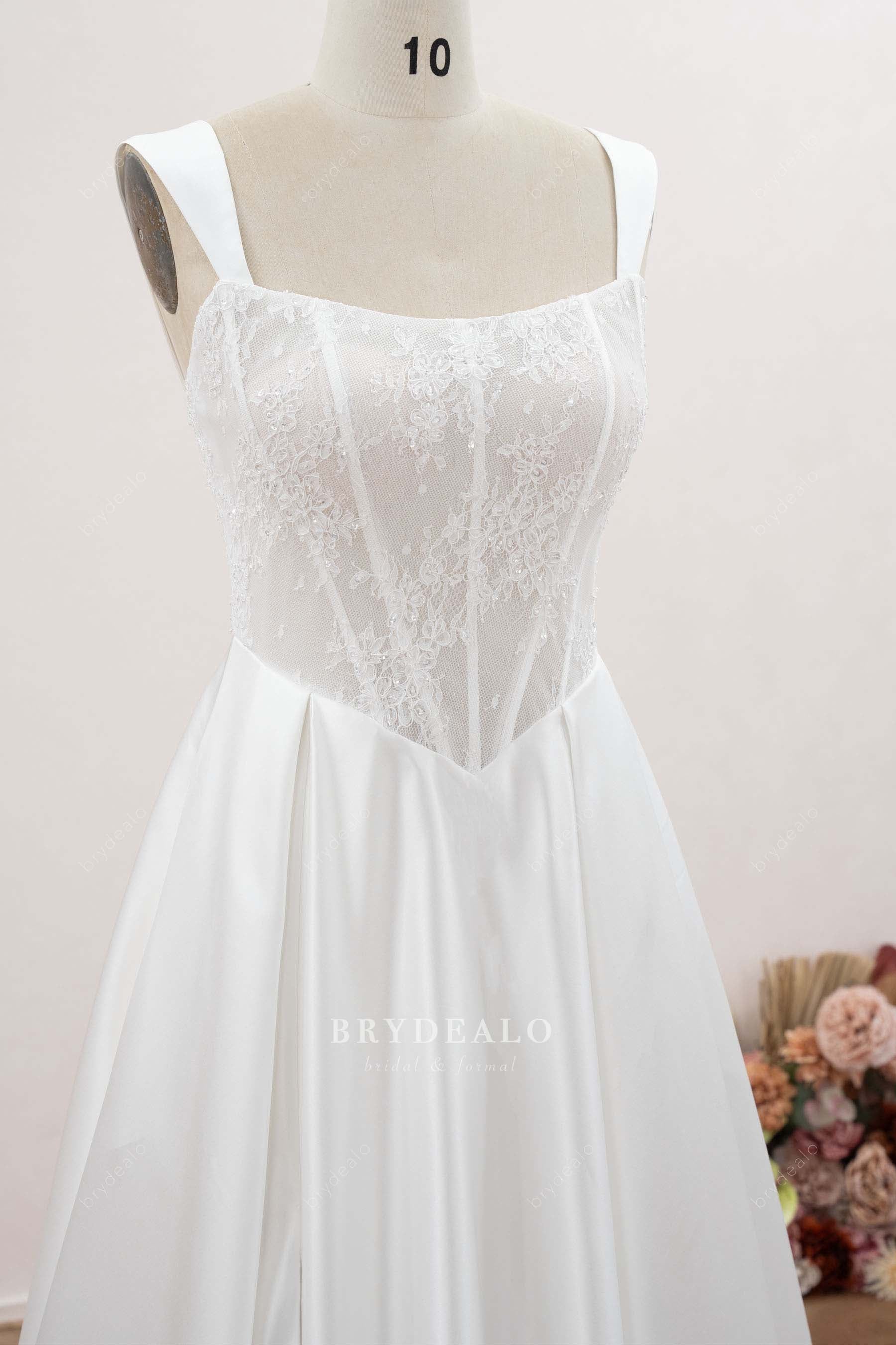 visible boning lace wedding dress