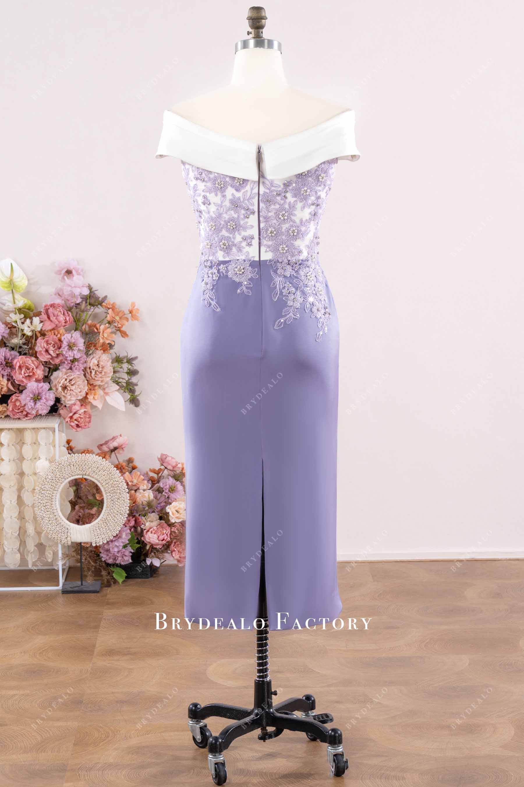 white purple lace formal dress