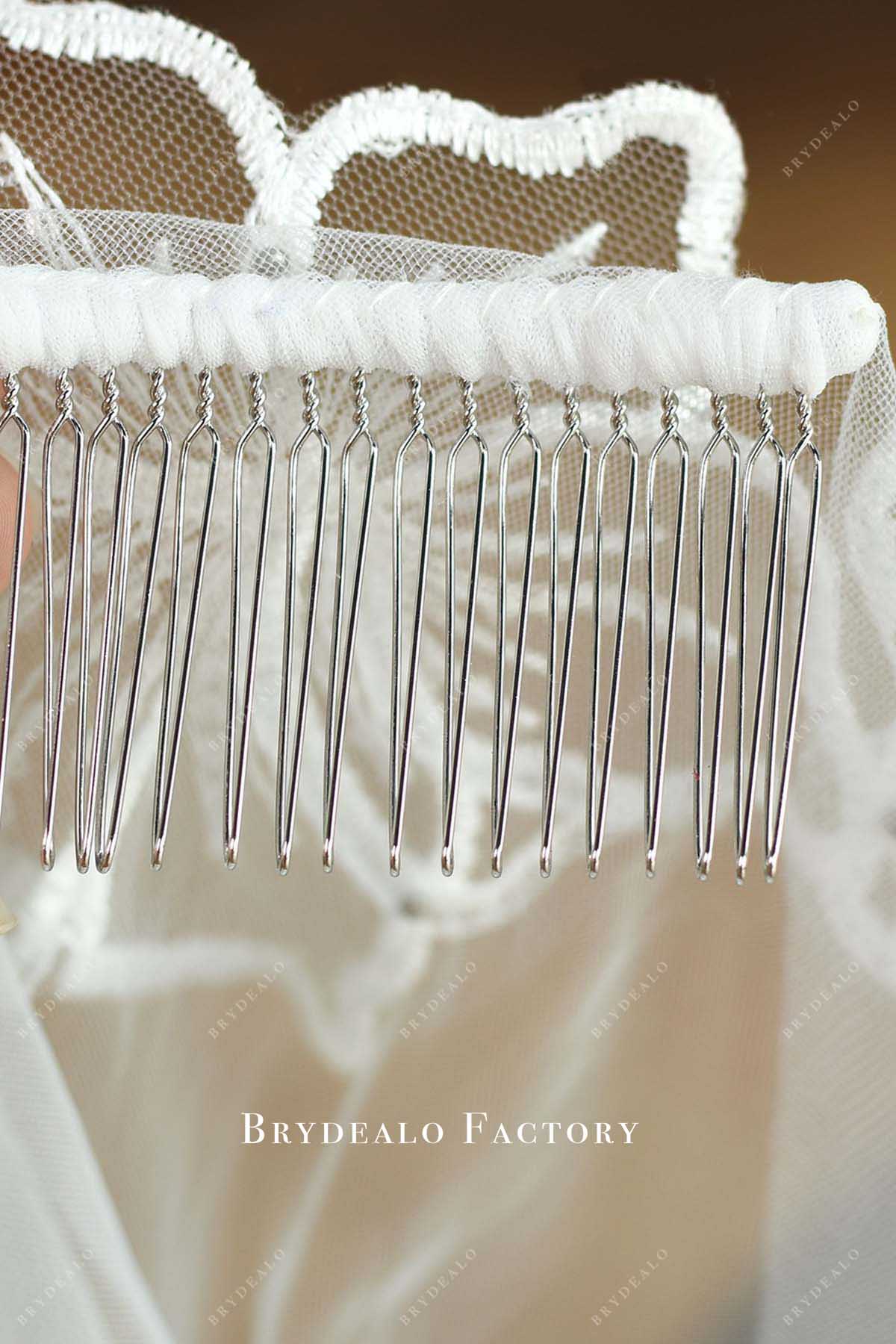white tulle lace with comb bridal veil
