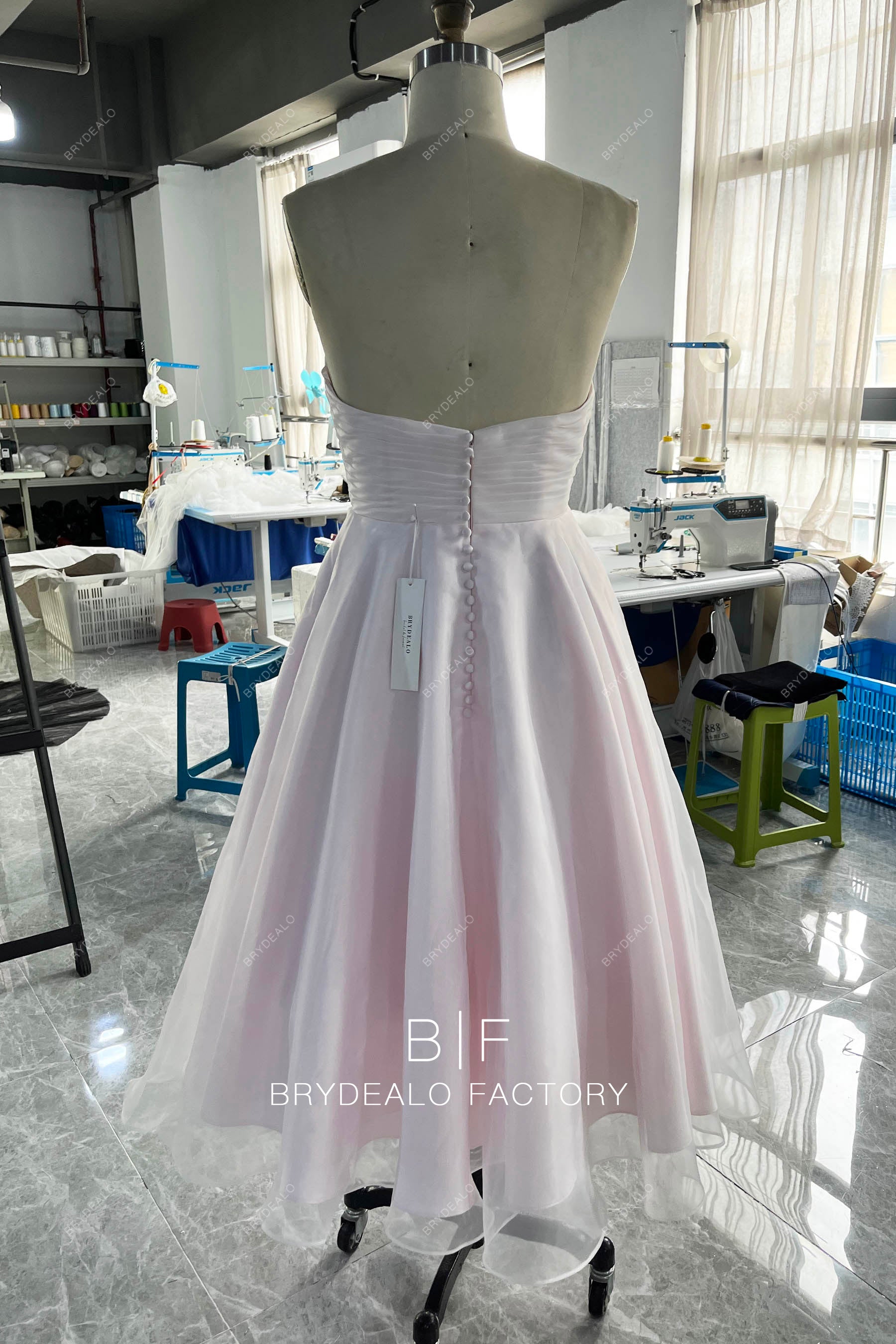 wholesale blushing tea length wedding dress