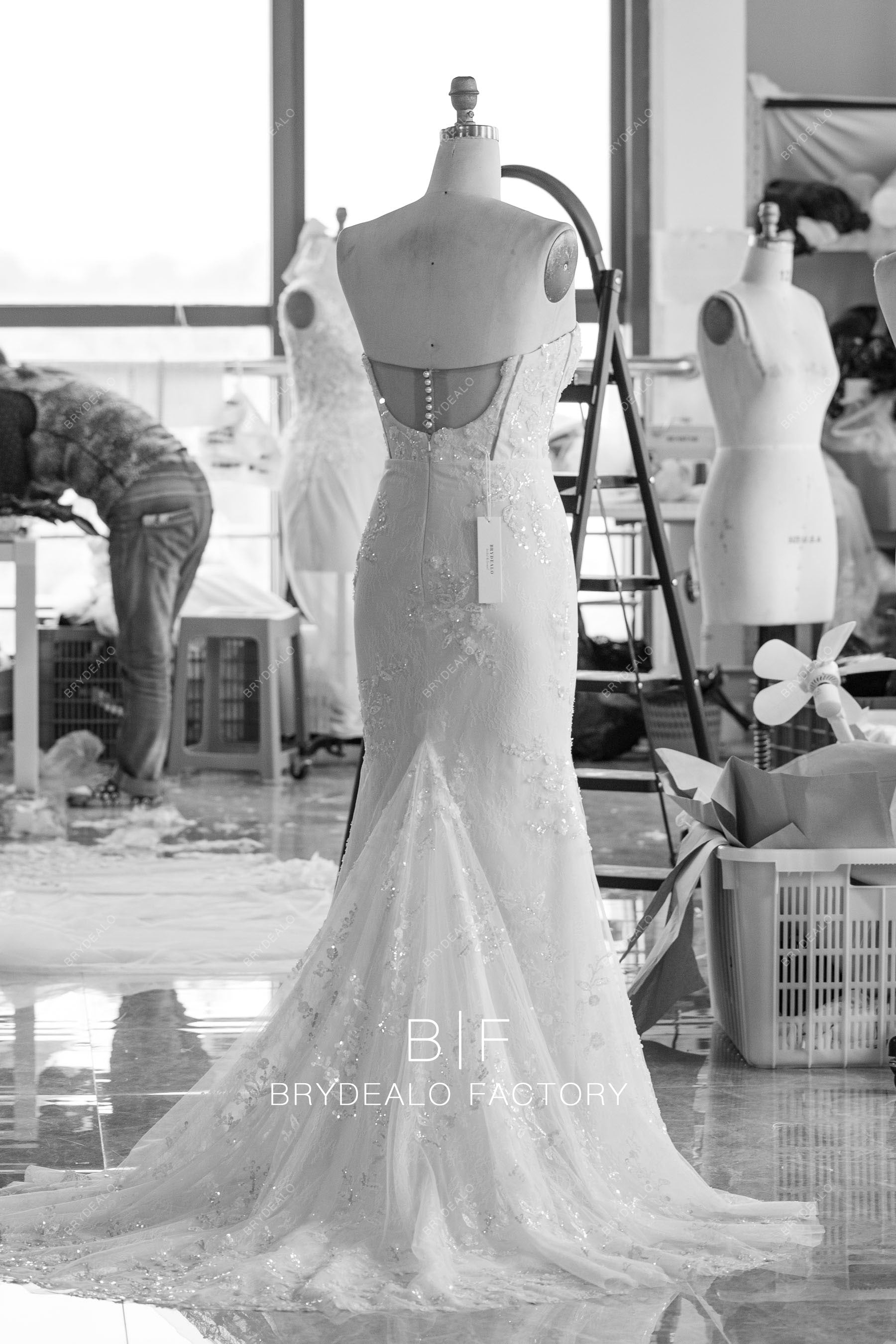 wholesale illusion back mermaid sparkly wedding dress