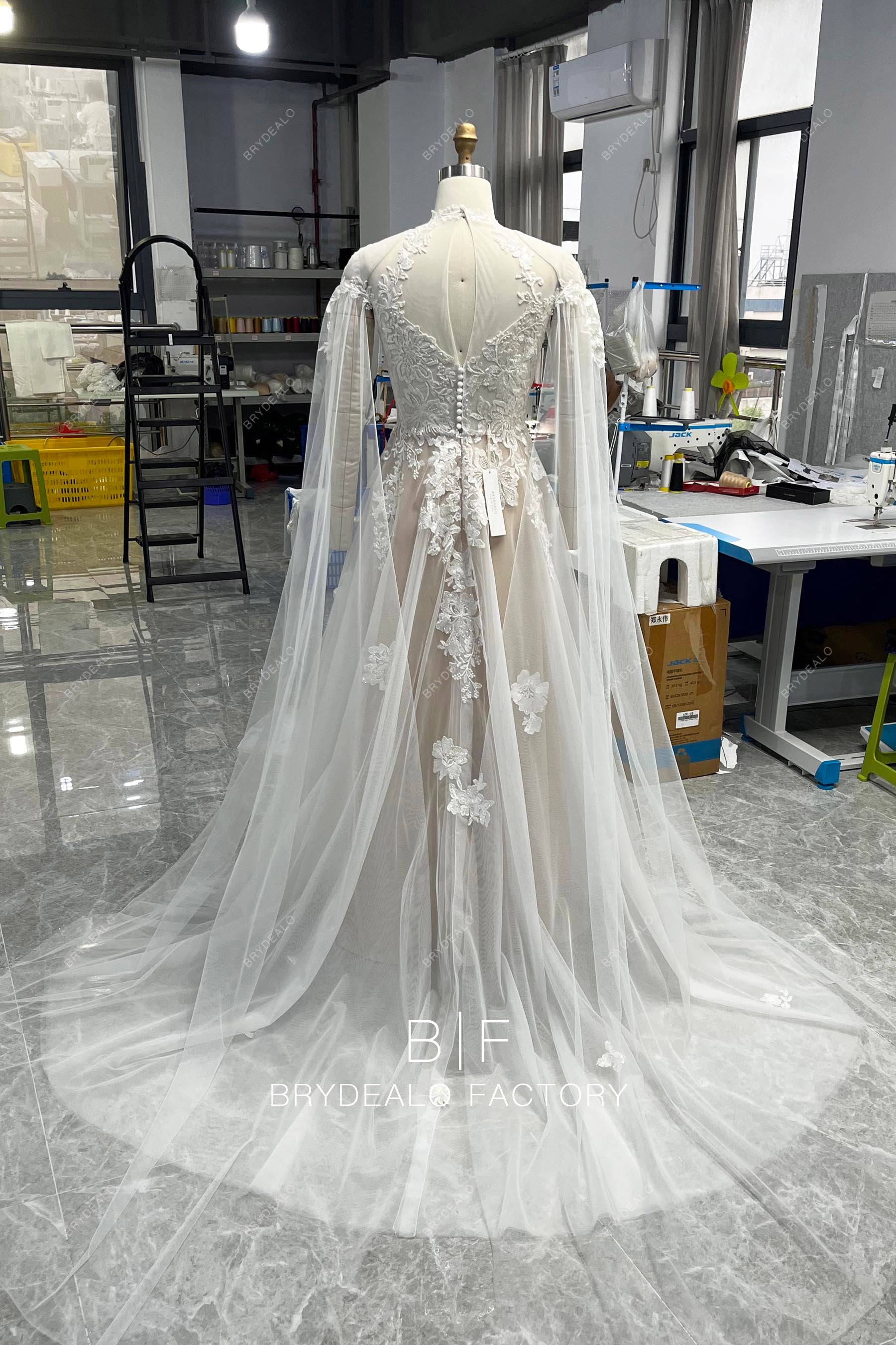 wholesale keyhole illusion back long wedding dress