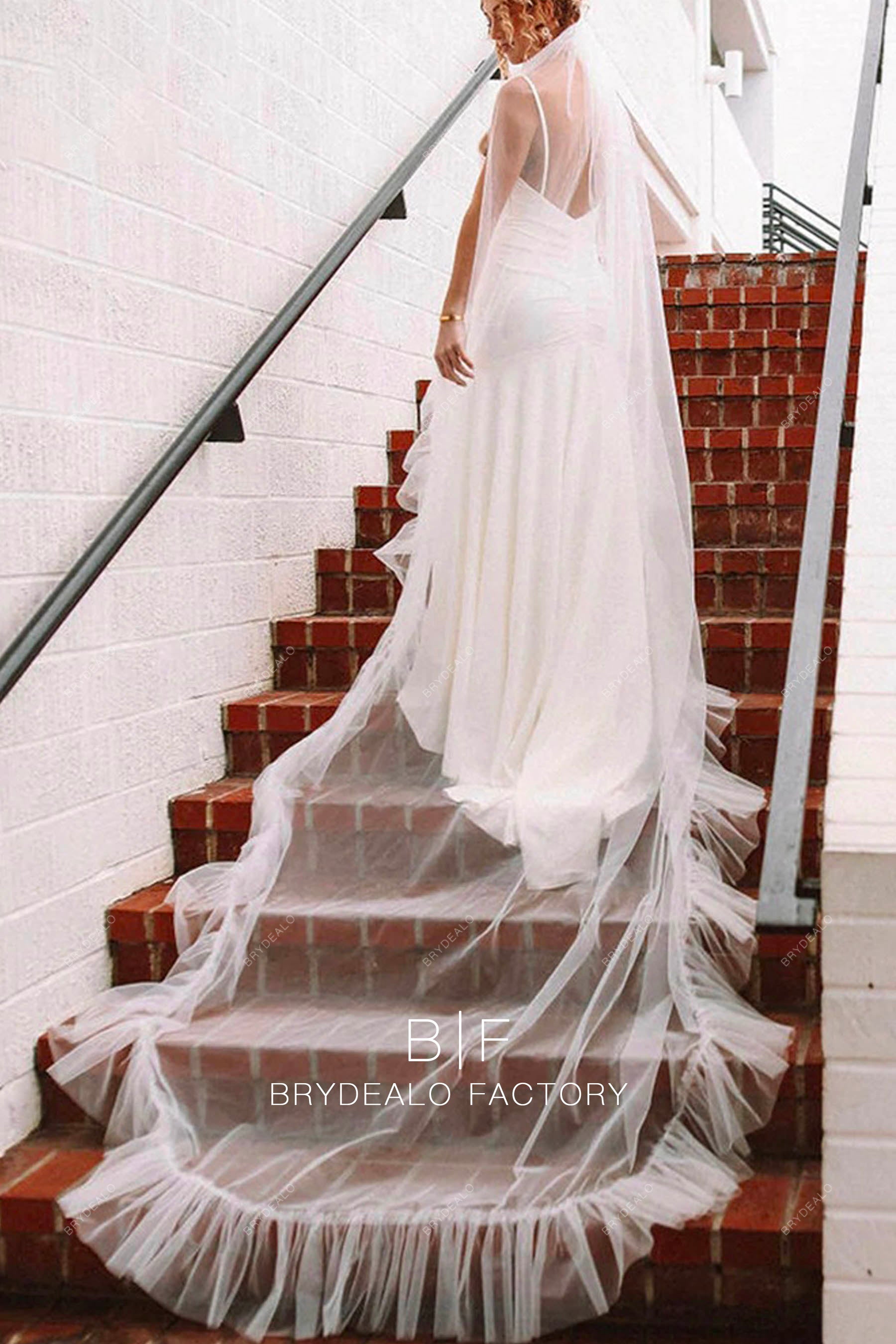 wholesale long ruffled wedding veil