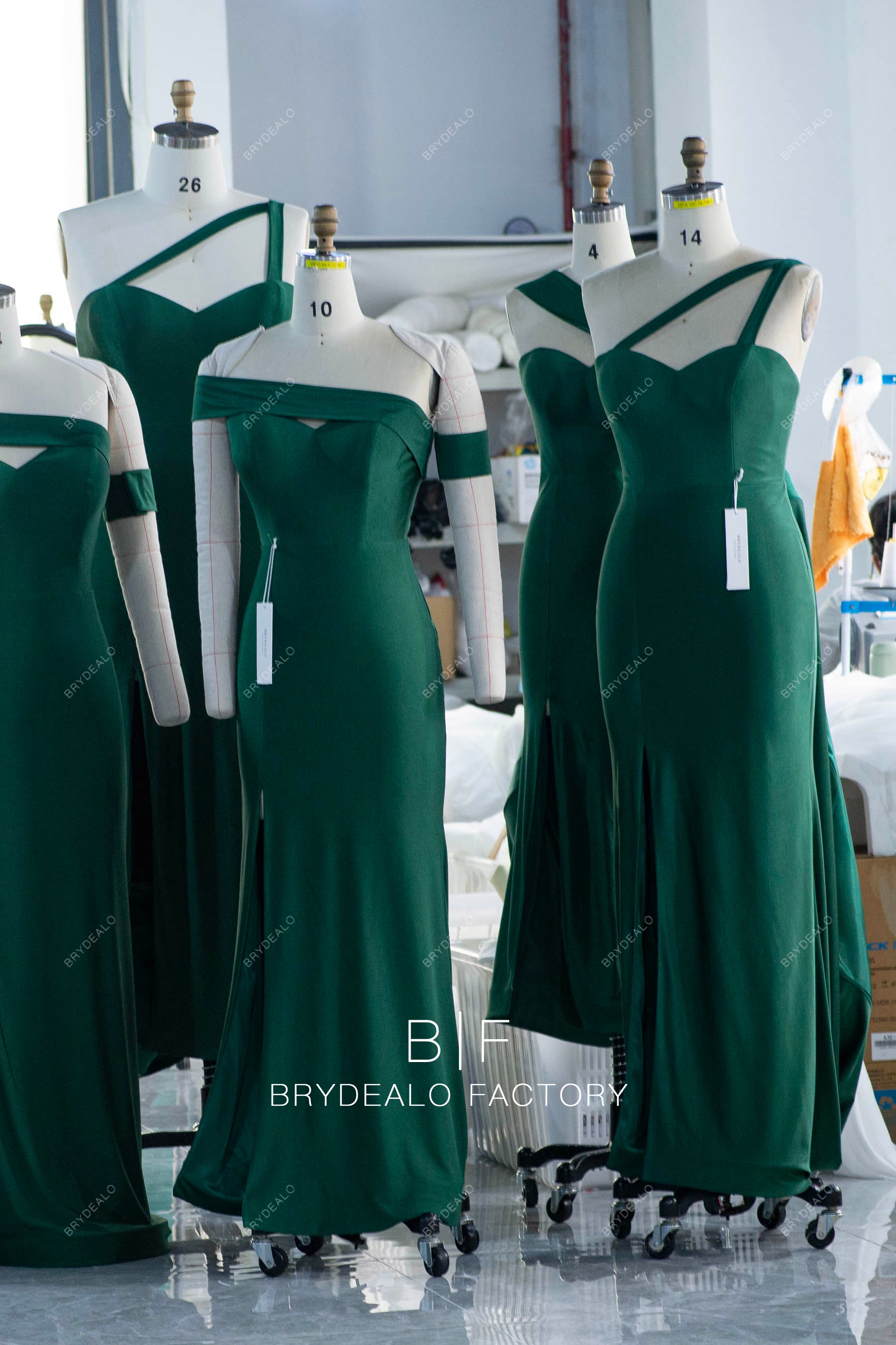 One-Shoulder Strap Elastic Jersey Bridesmaid Dress