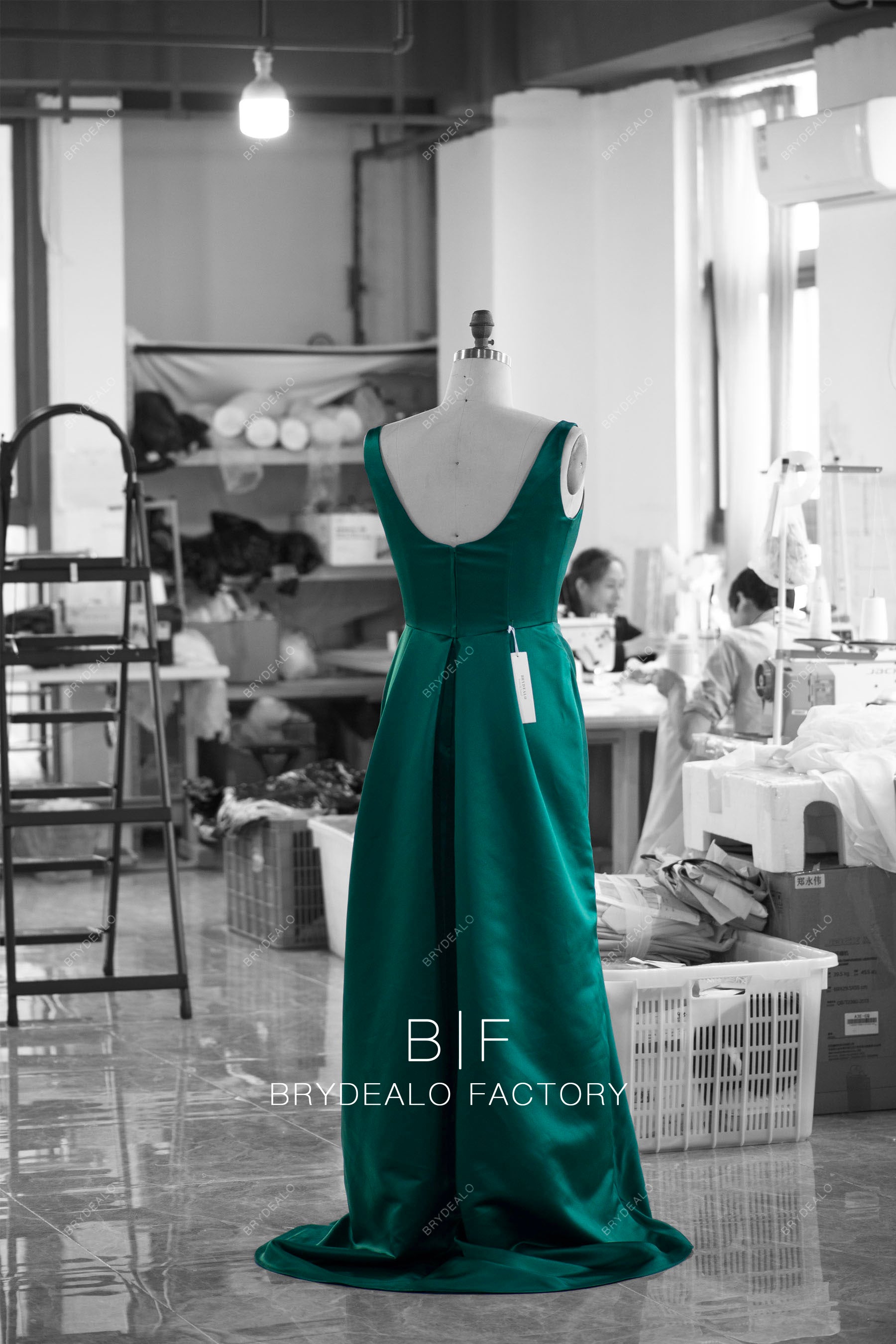 wholesale sweep train satin evening dress