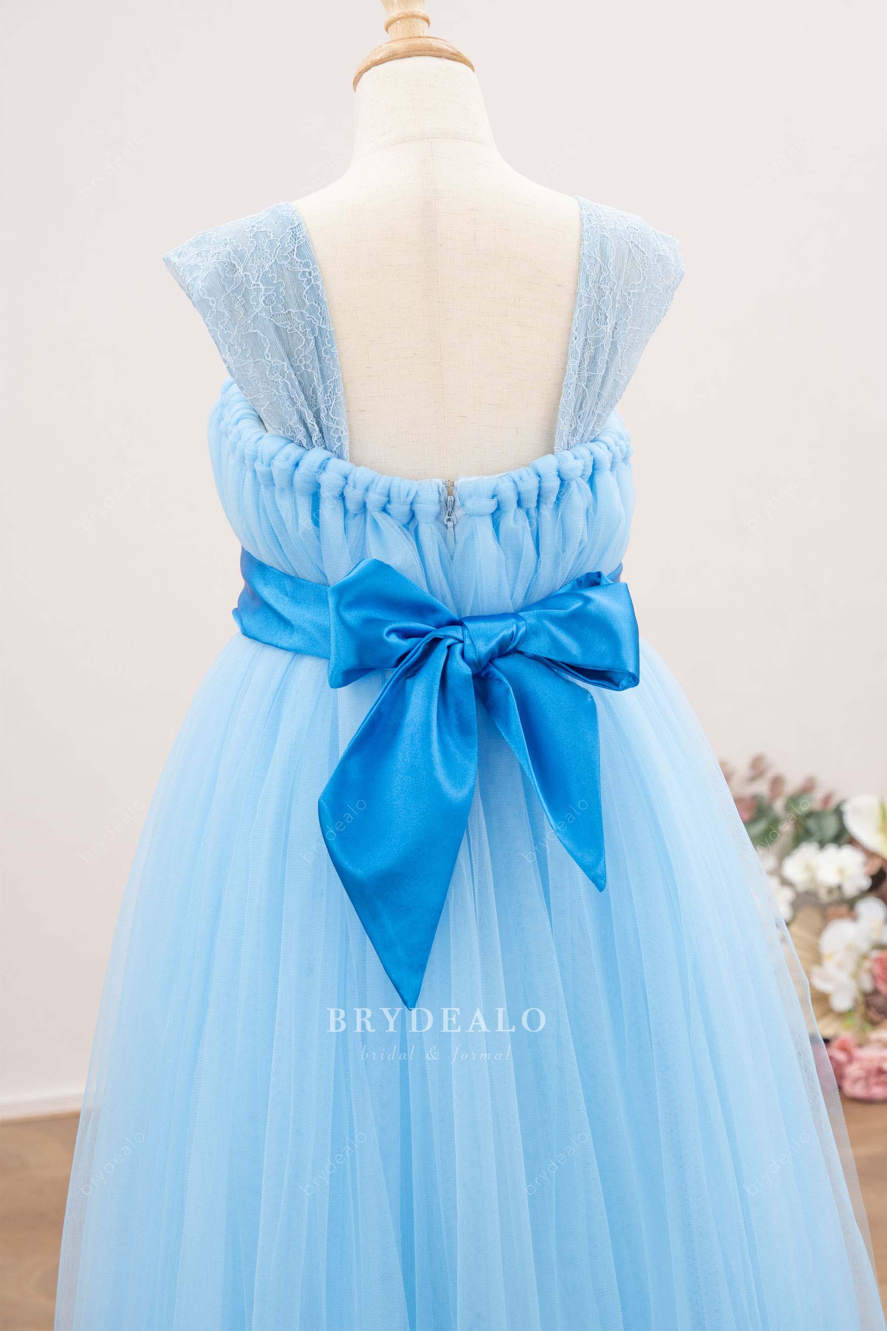 wide lace straps kids formal dress