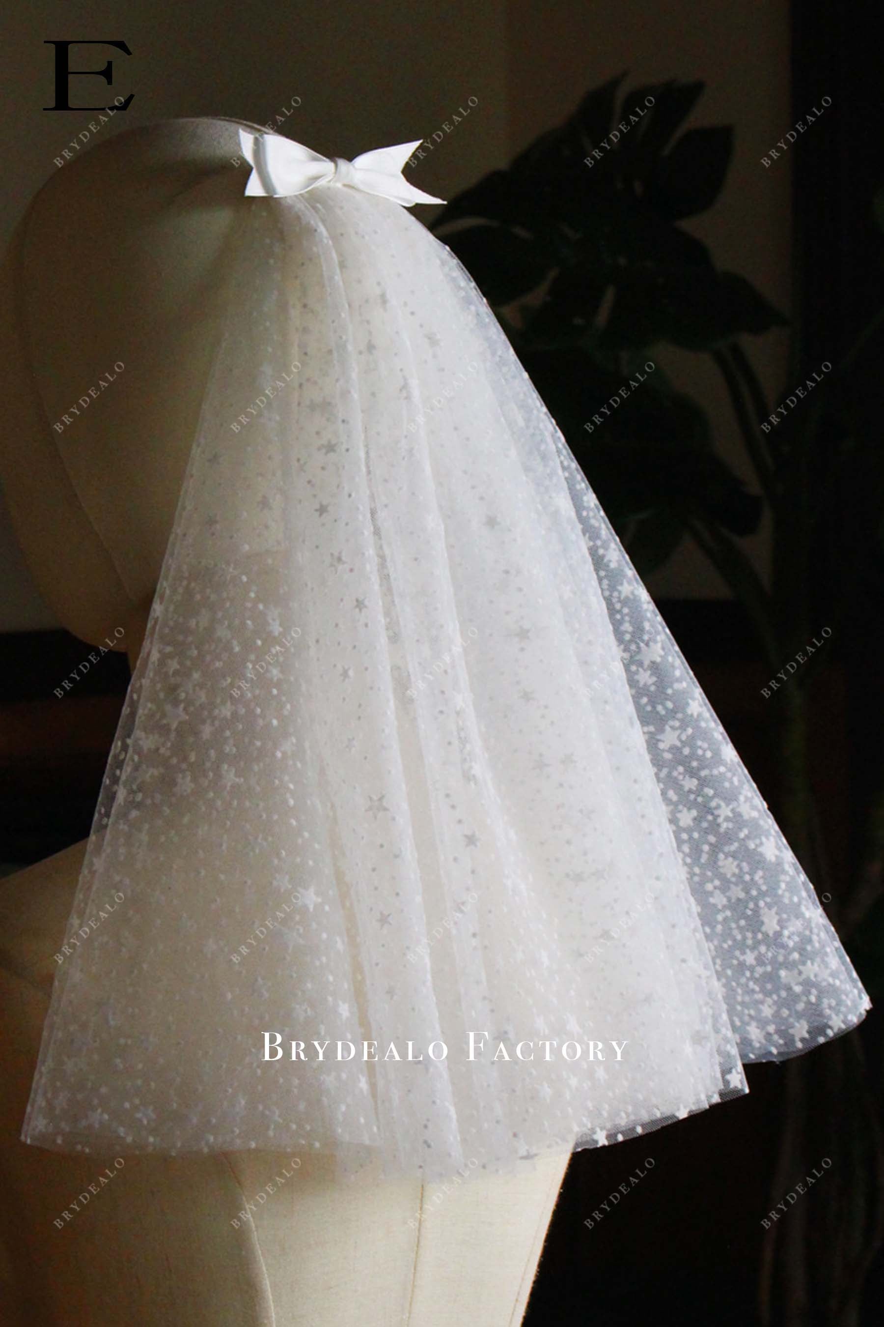 with bowknot bridal veil