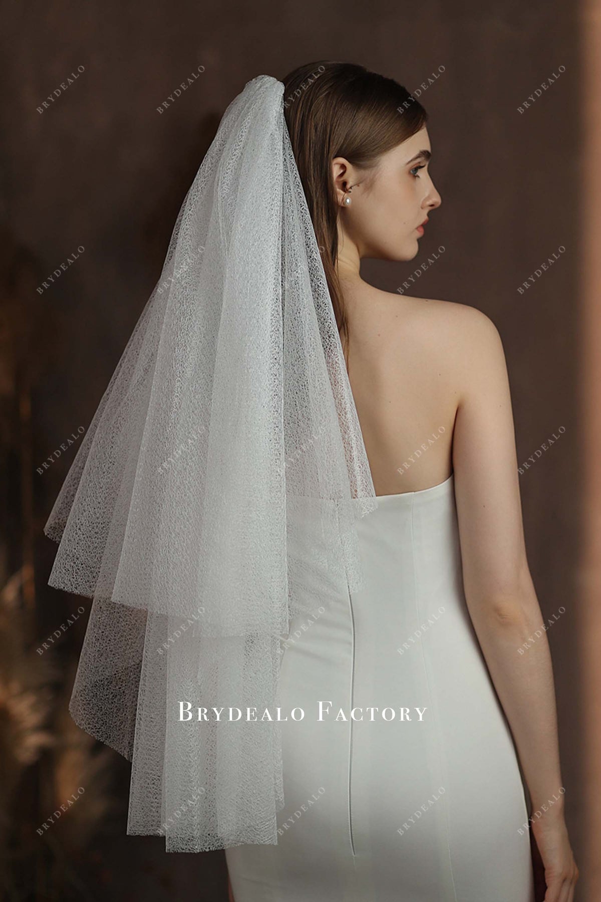 Designer Two Tier Fingertip Length Bridal Veil