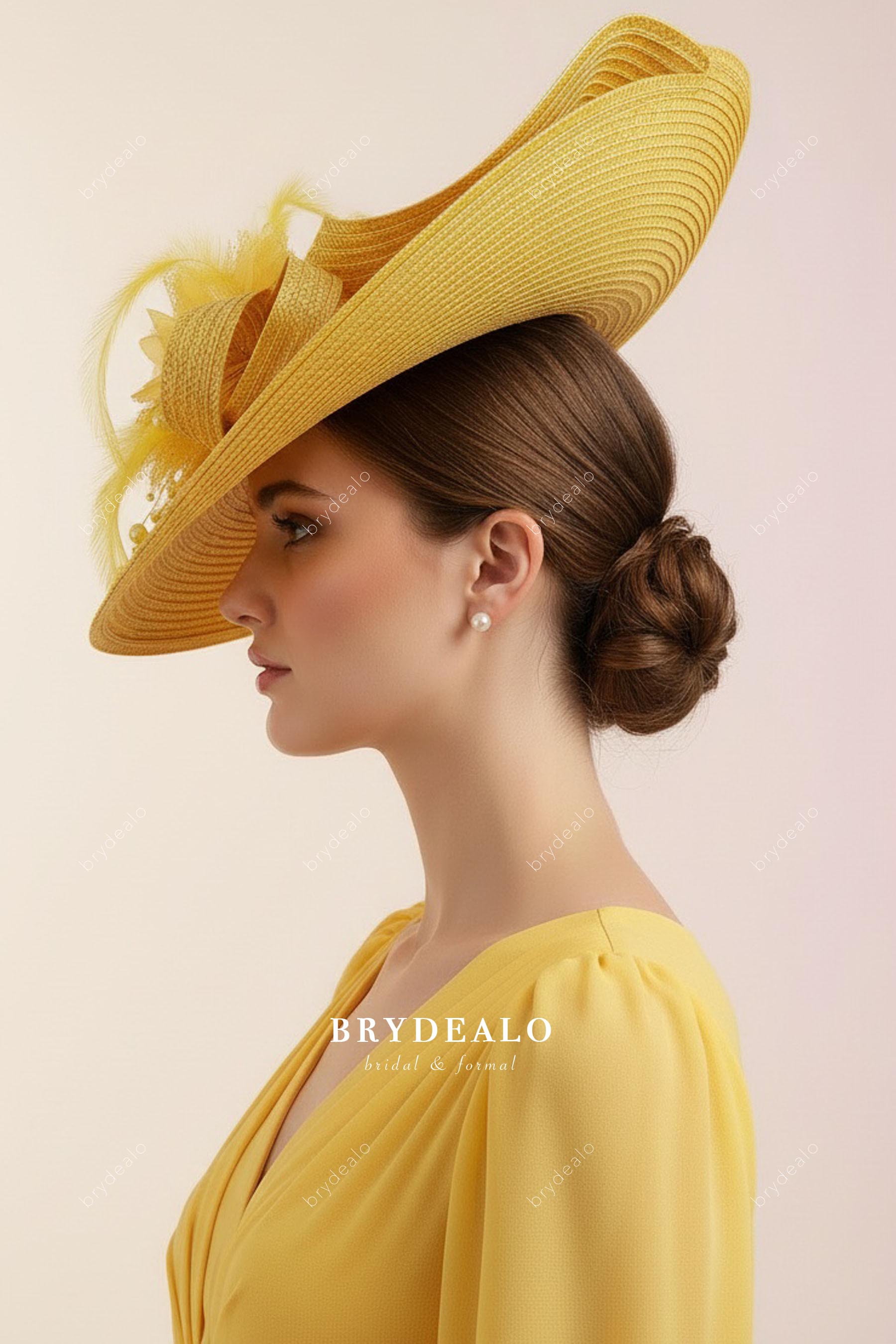 yellow wide straw brim hat
