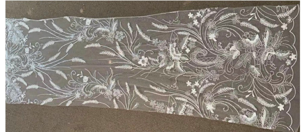 Custom Two-tier Tulle Beaded Lace Wedding Veil