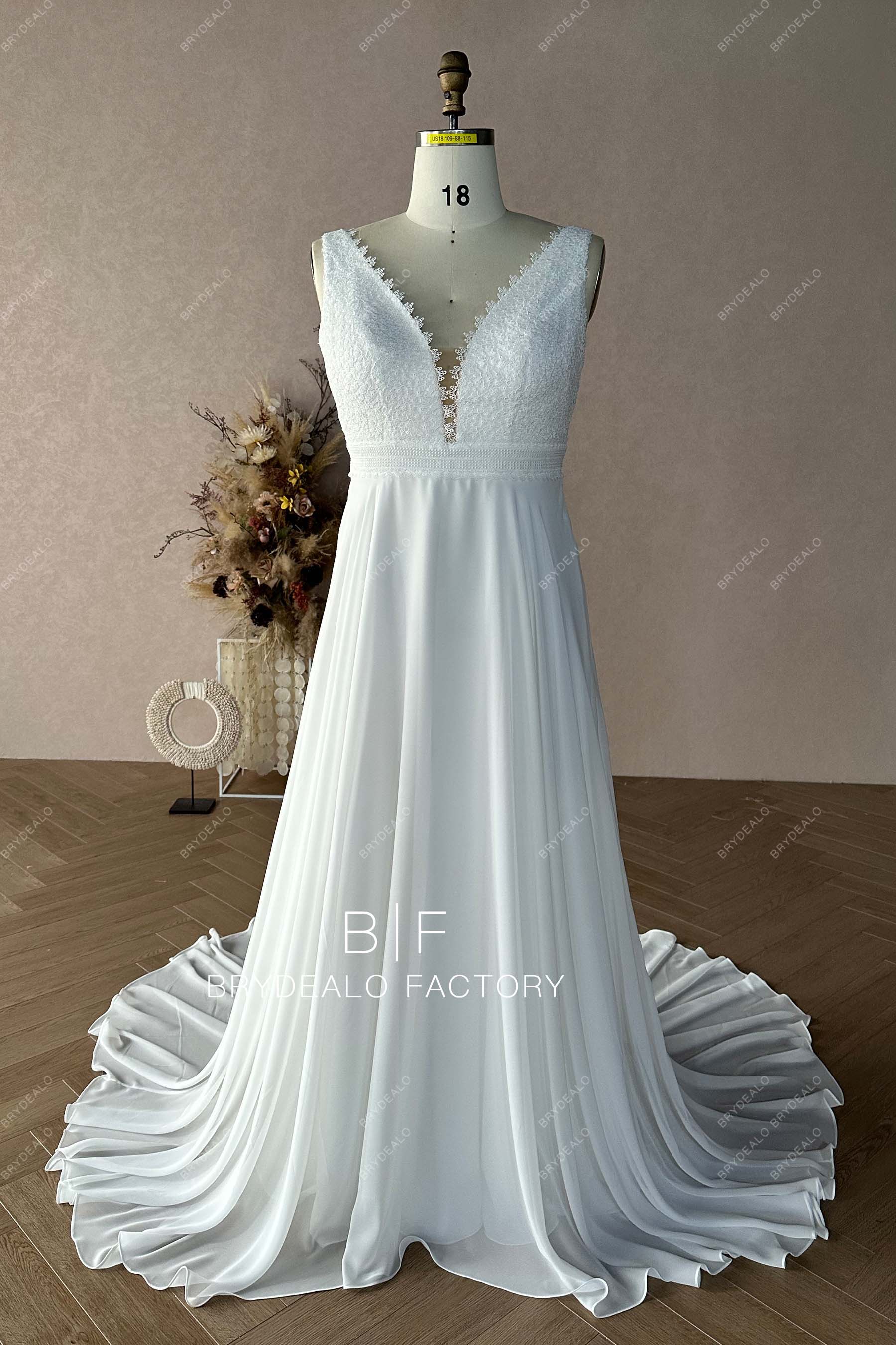plus size lace chiffon wedding dress