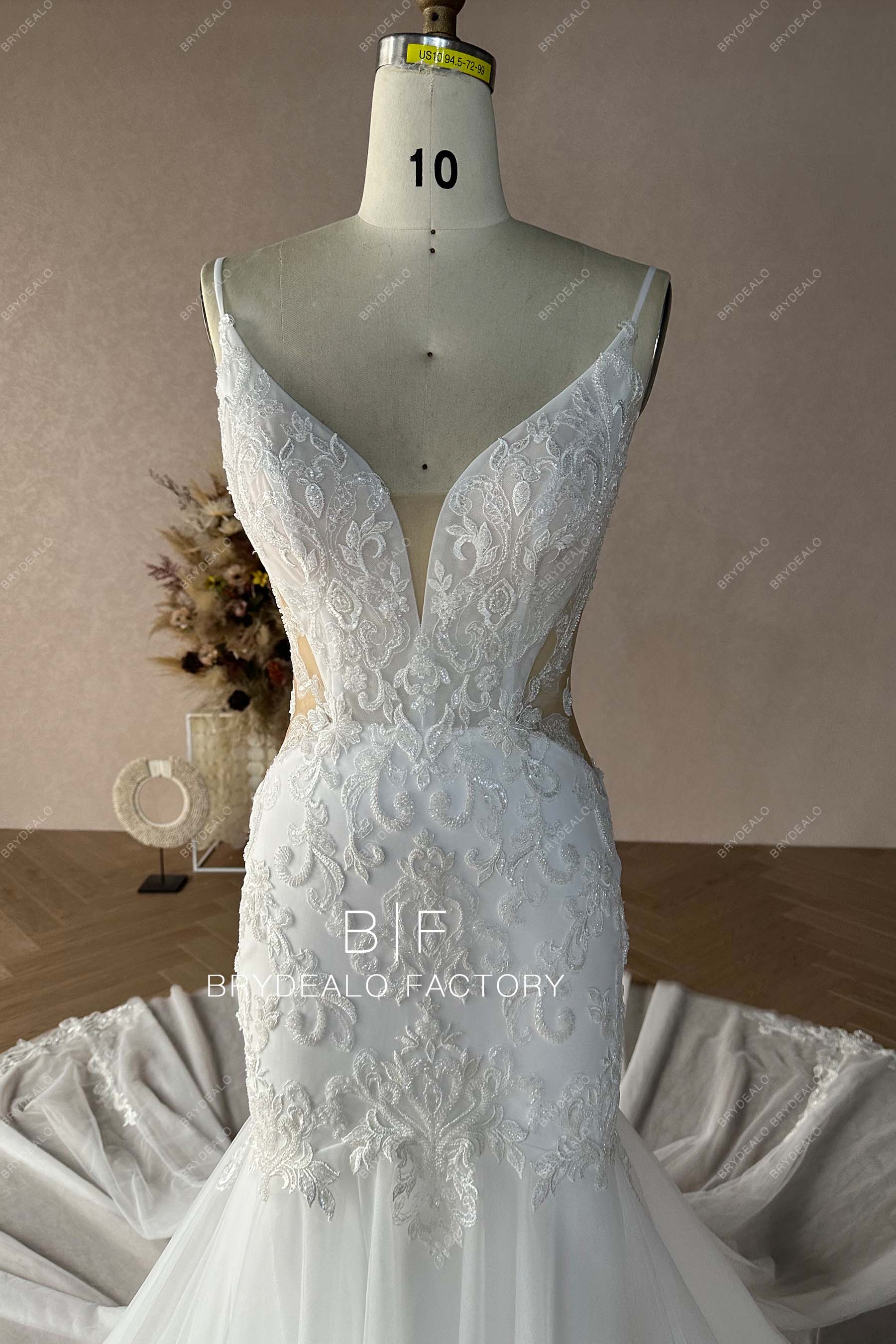 Custom Spagetti Straps Trumpet Bridal Dress