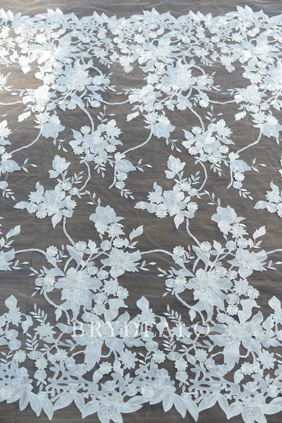 3D Wild Flower Embroidery Lace Fabric