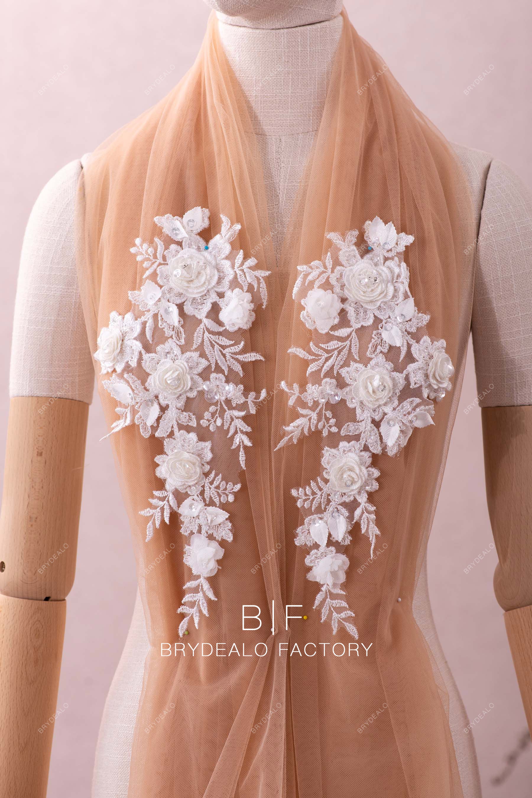 3D flower beaded lace appliques