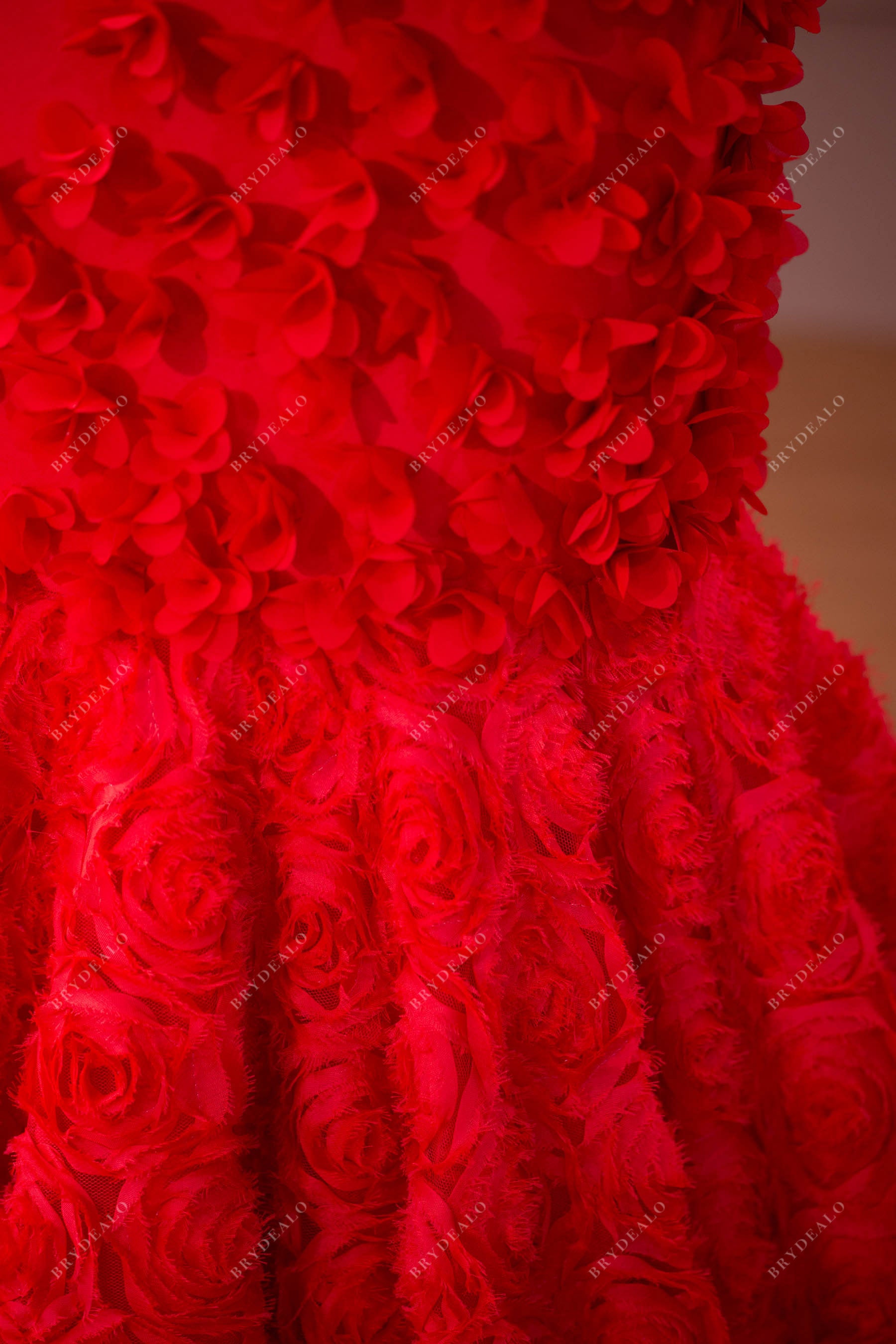 Red 3D Rose Mermaid Prom Dress