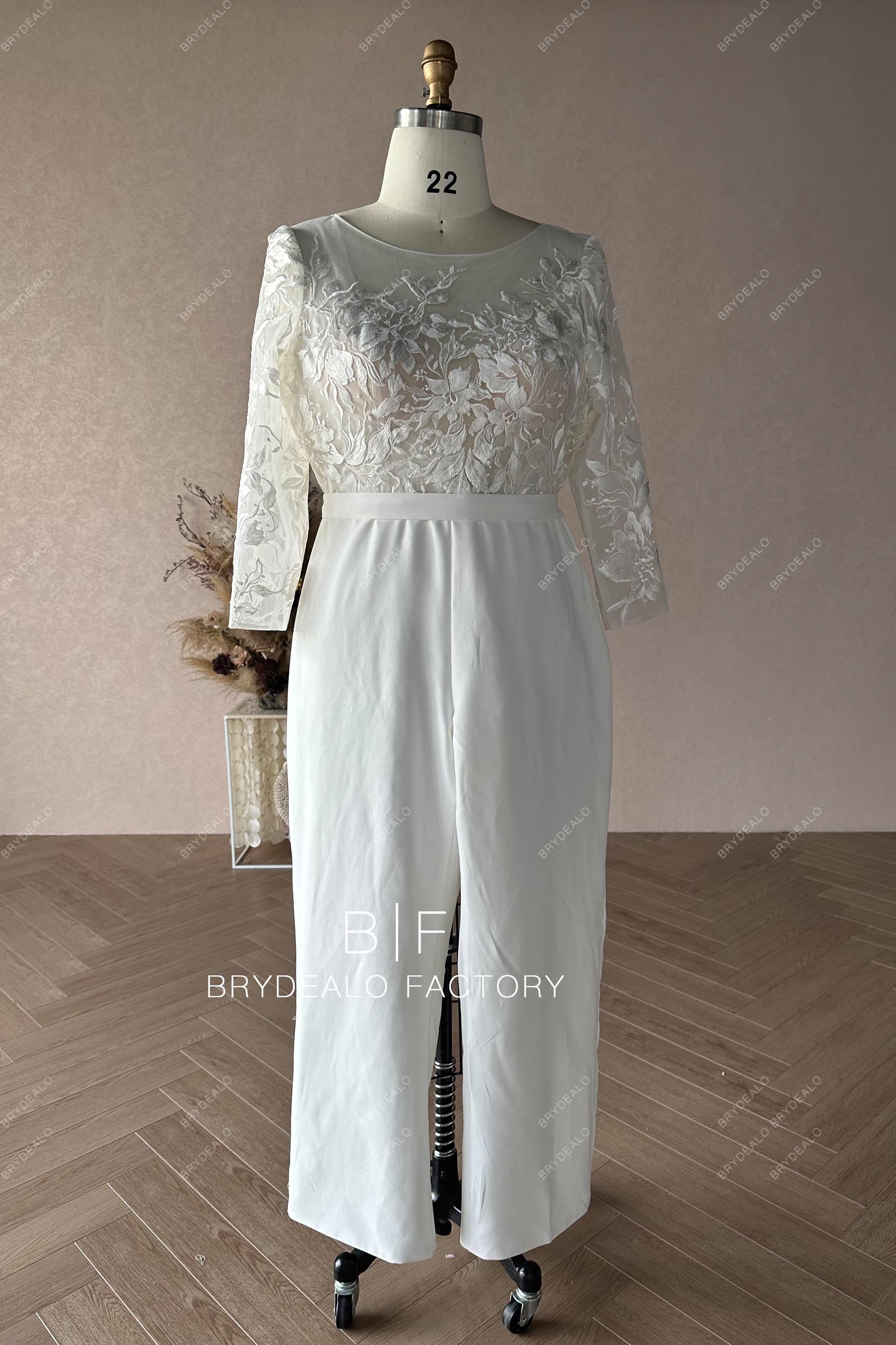 Custom Lace Crepe Bridal Jumpsuit