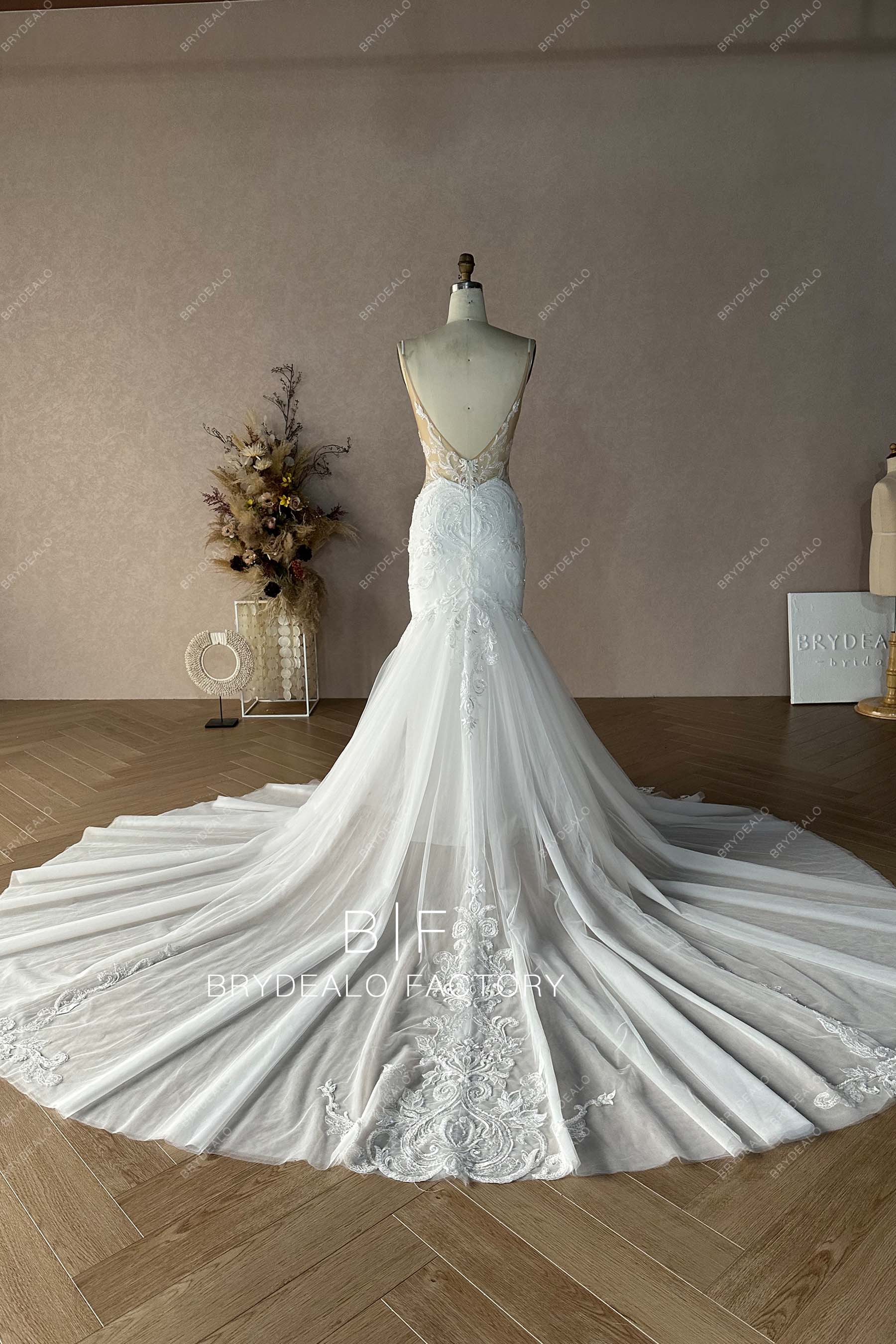 Custom Spagetti Straps Trumpet Bridal Dress