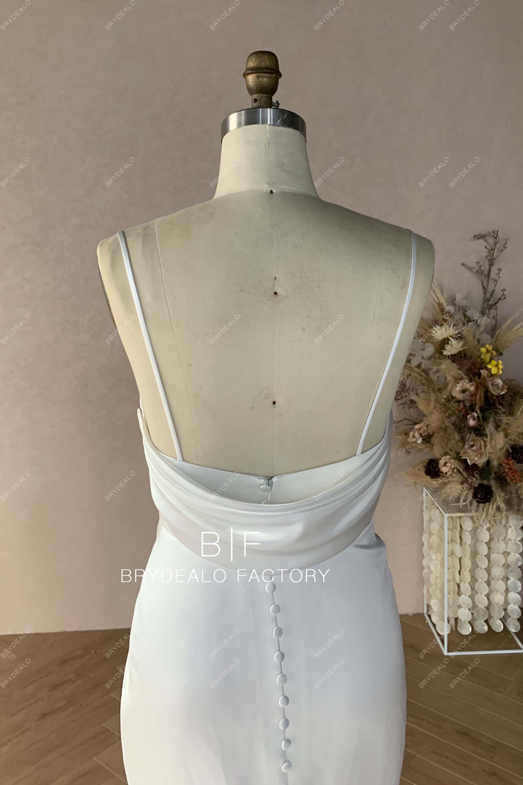 Cowl neck Bridal Satin Spaghetti Straps Mermaid Wedding Dress