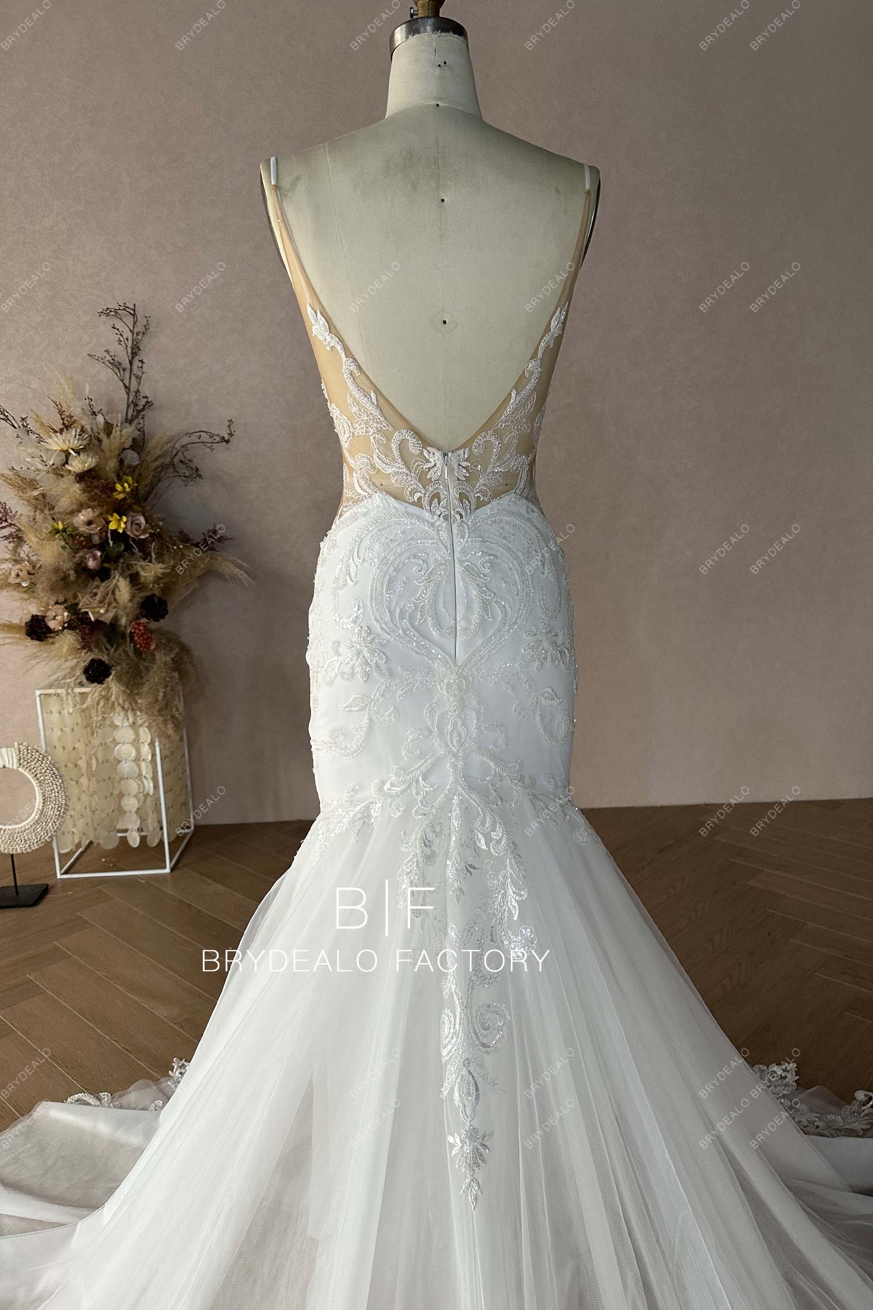 Custom Spagetti Straps Trumpet Bridal Dress