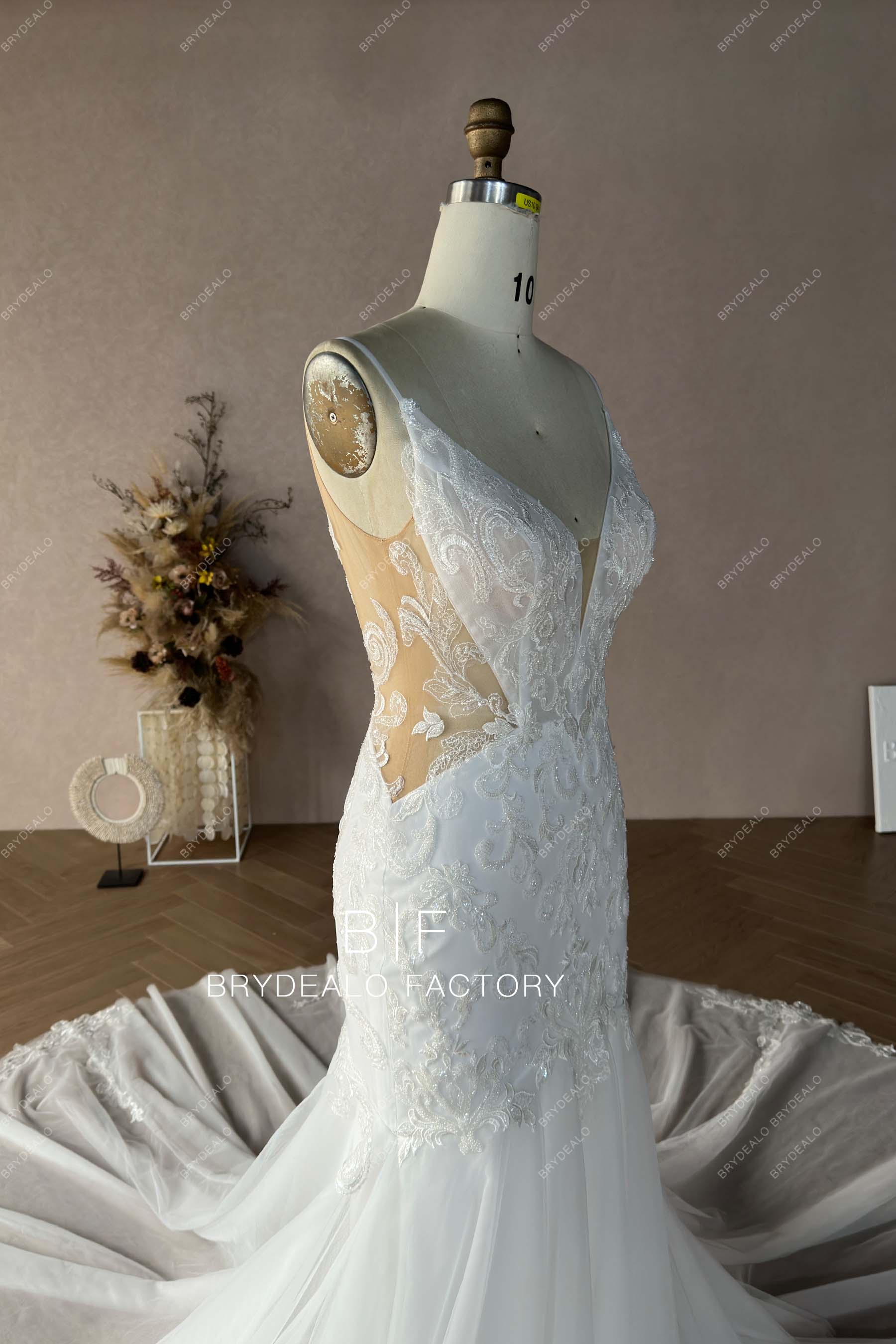 Custom Spagetti Straps Trumpet Bridal Dress