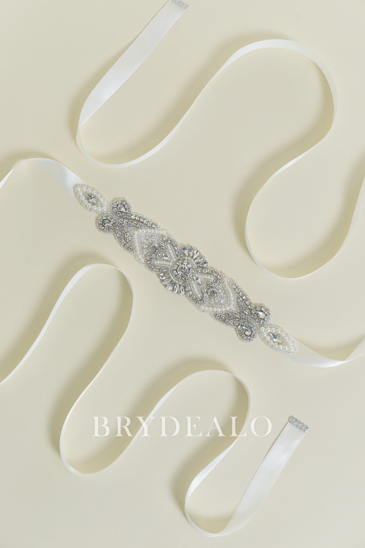 Pearl and Crystal Bridal Sash_Brydealo