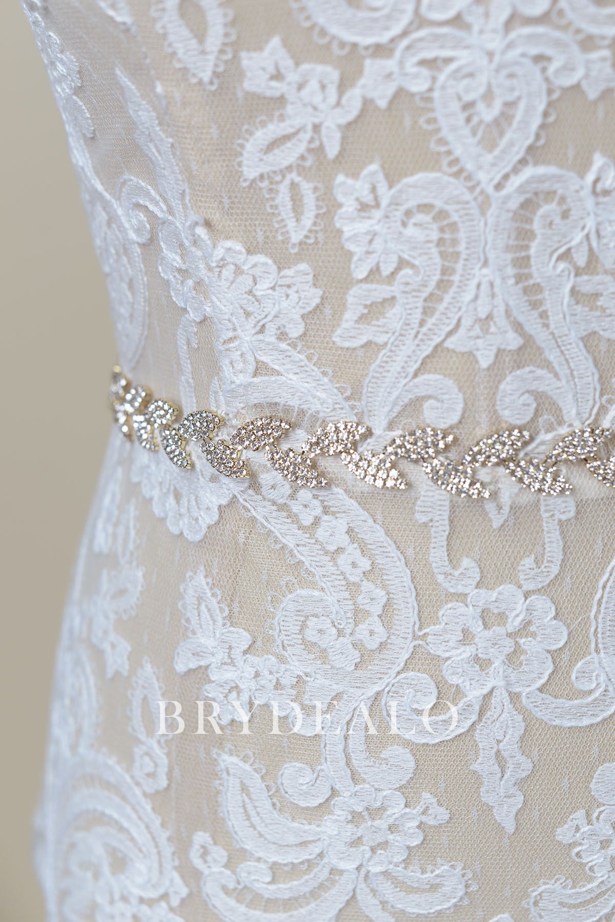 Wholesale Crystals Gold Leaf Satin Bridal Sash Online
