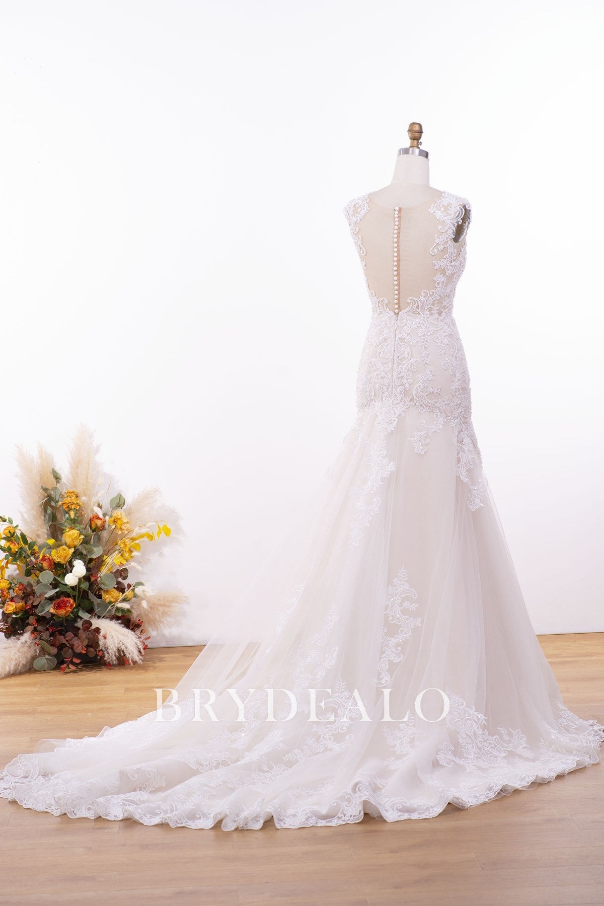 Sample Sale | Pearl Sequin Lace Mermaid Long Train Wedding Dress