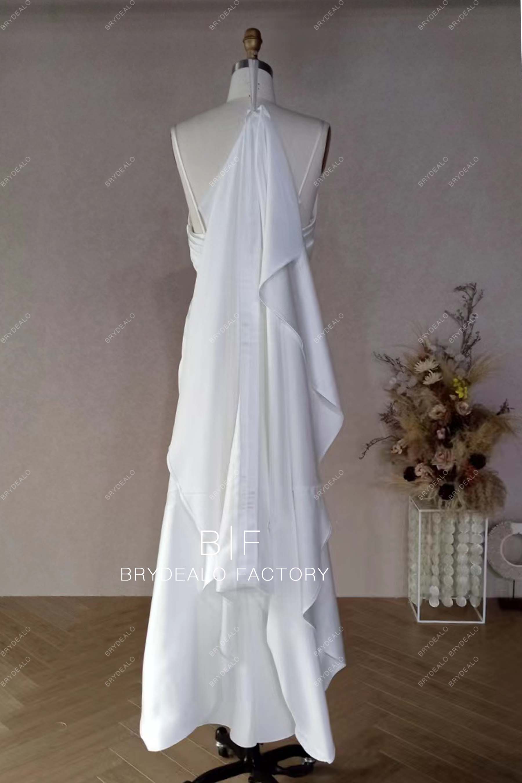 Cowl neck Bridal Satin Spaghetti Straps Mermaid Wedding Dress