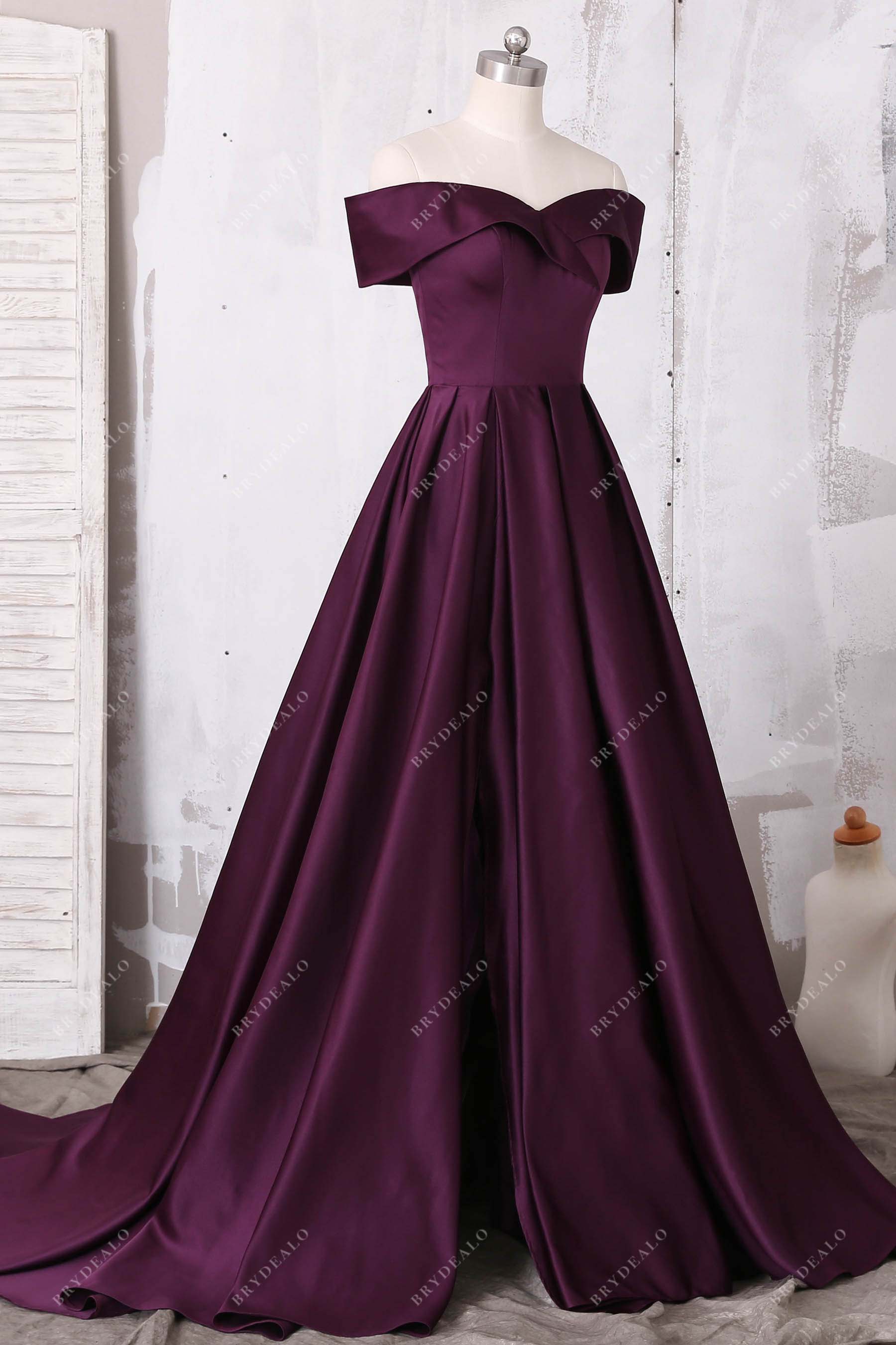 A-line satin prom gown