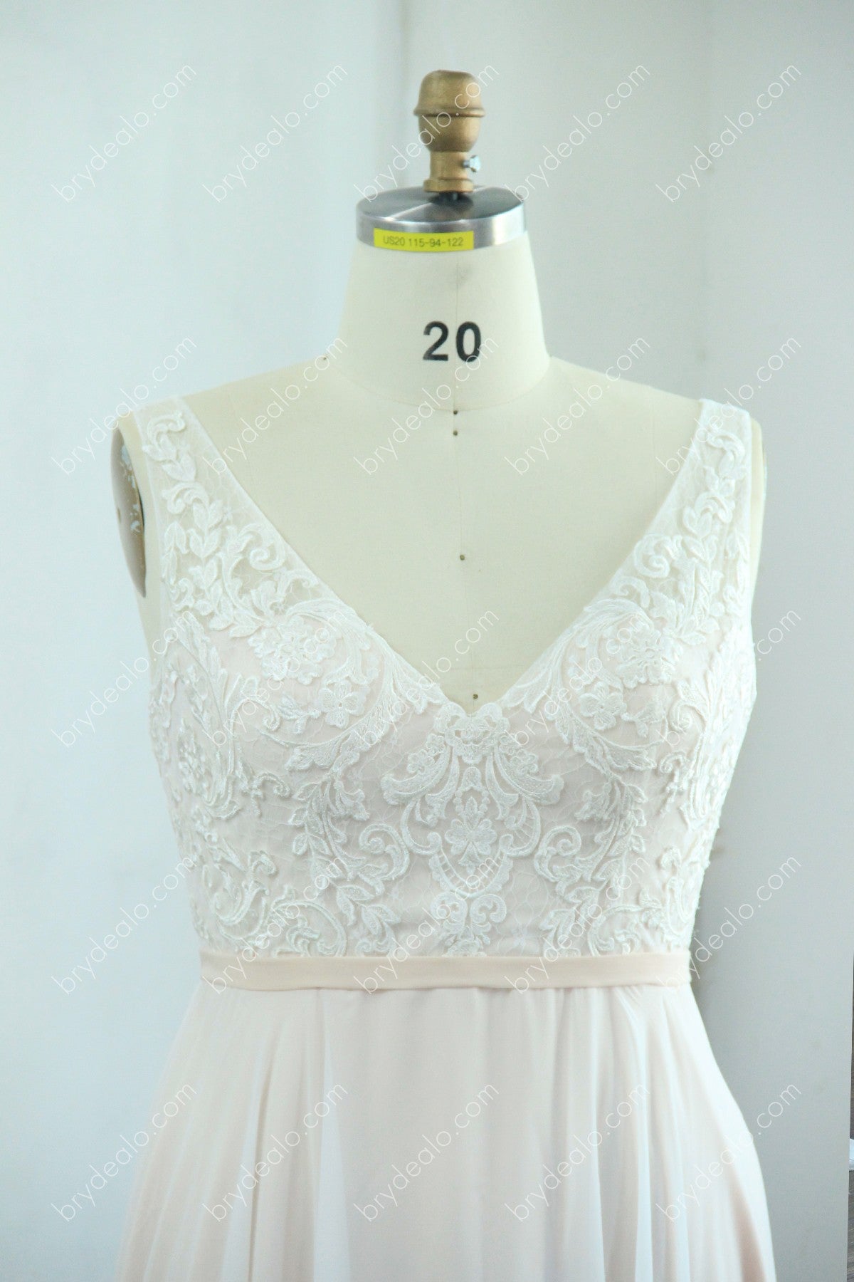 A-line sleeveless V-neck bridal dress