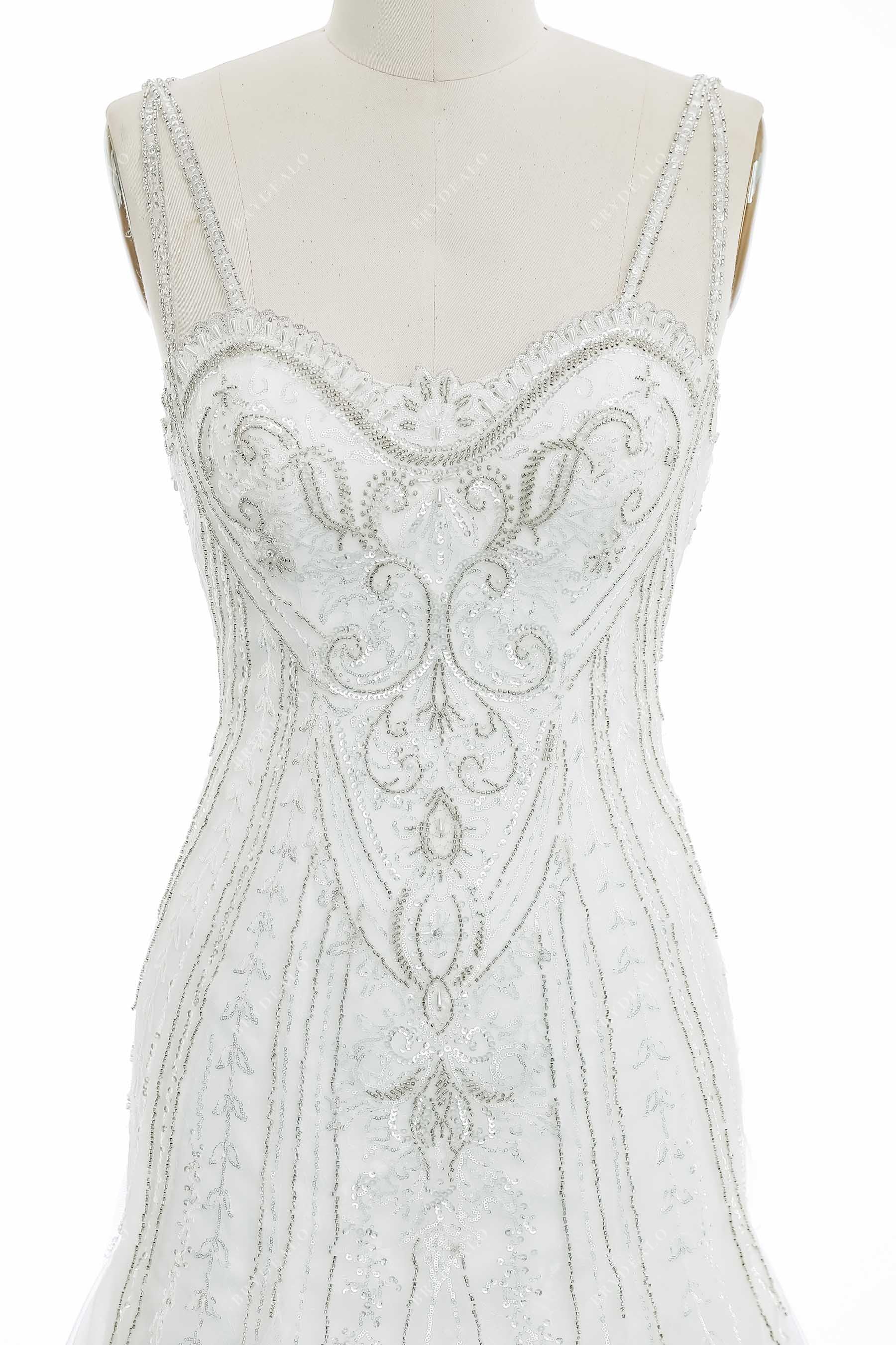 beaded double straps sparkly sweetheart wedding gown