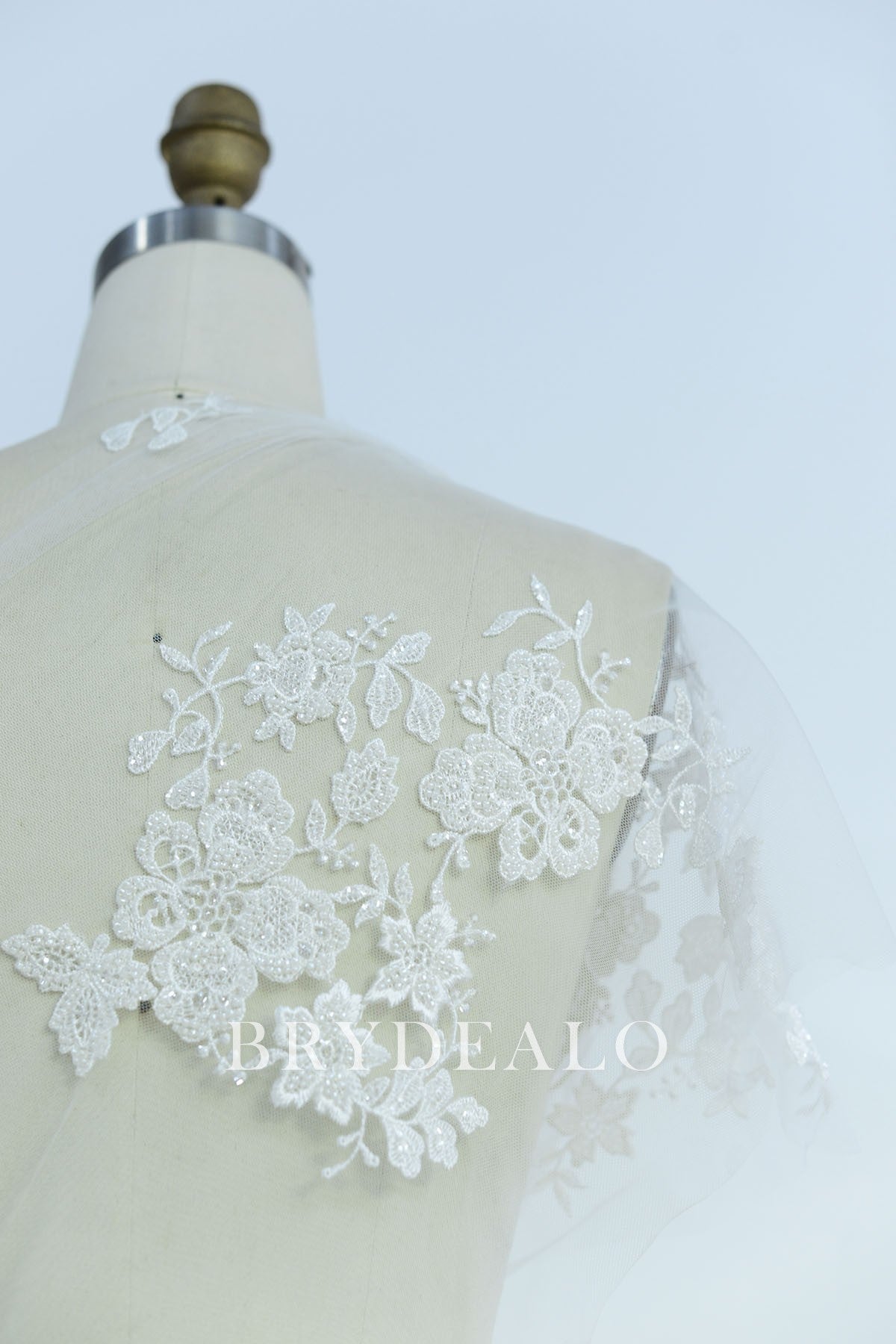 Wholesale Beaded Floral Double Border Lace Fabric
