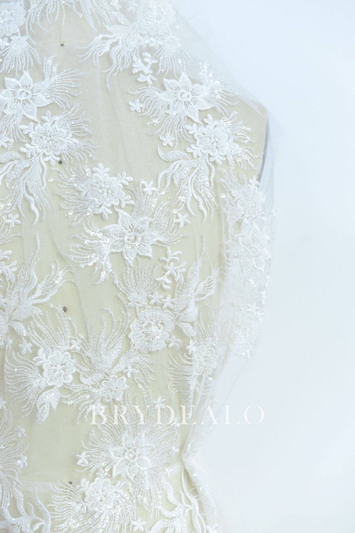 Beaded Flower Apparel Lace Fabric for Wholesale