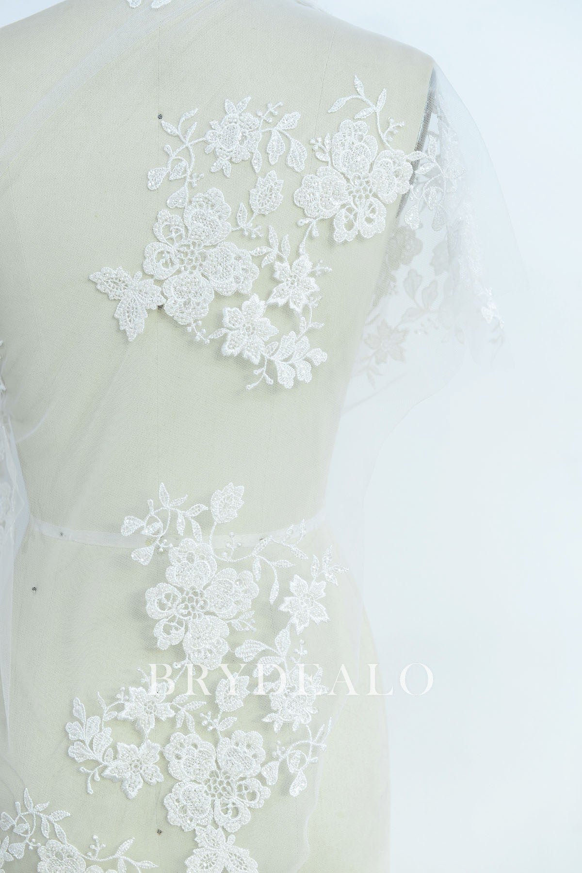 Beaded Floral Double Border Lace Fabric