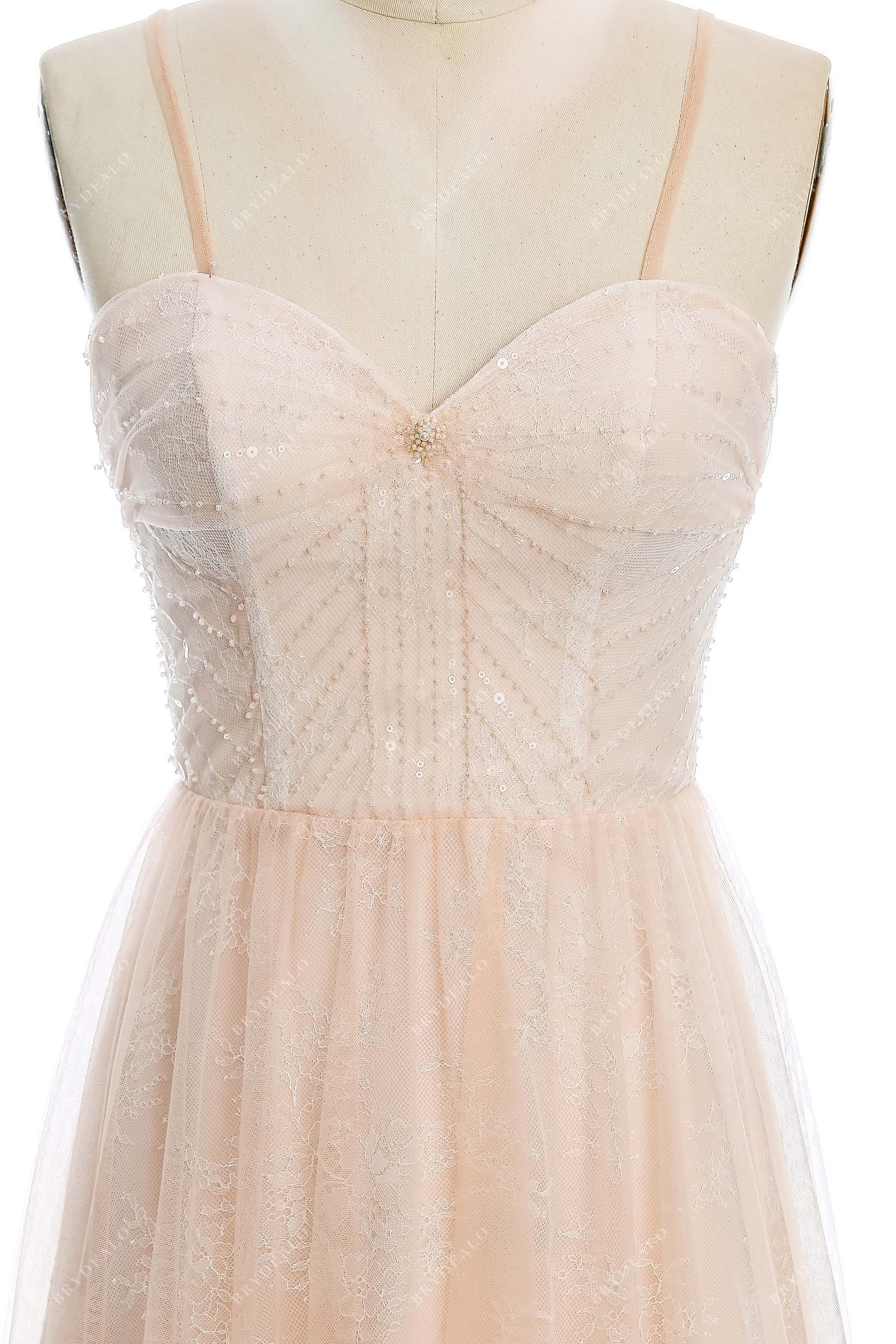 beaded lace destination wedding dress