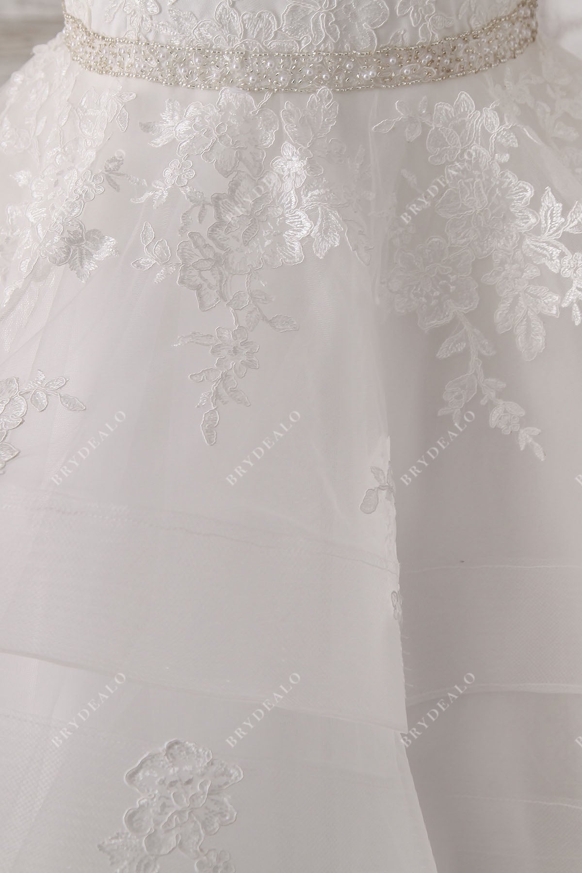 beaded lace tulle wedding gown