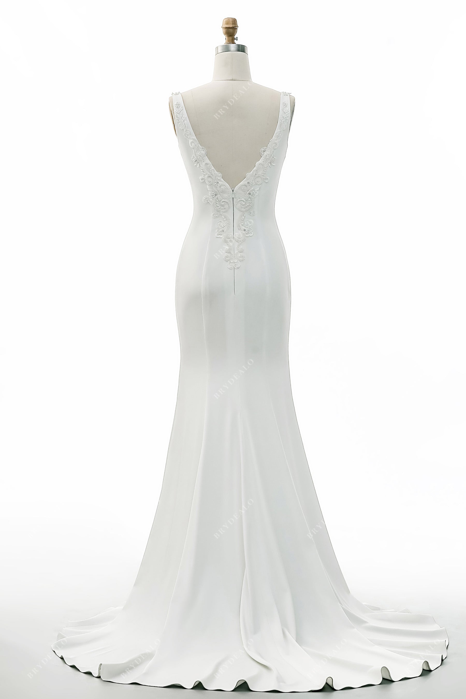 Sample Sale | Beaded Lace Strap V Neckline High Slit Wedding Gown