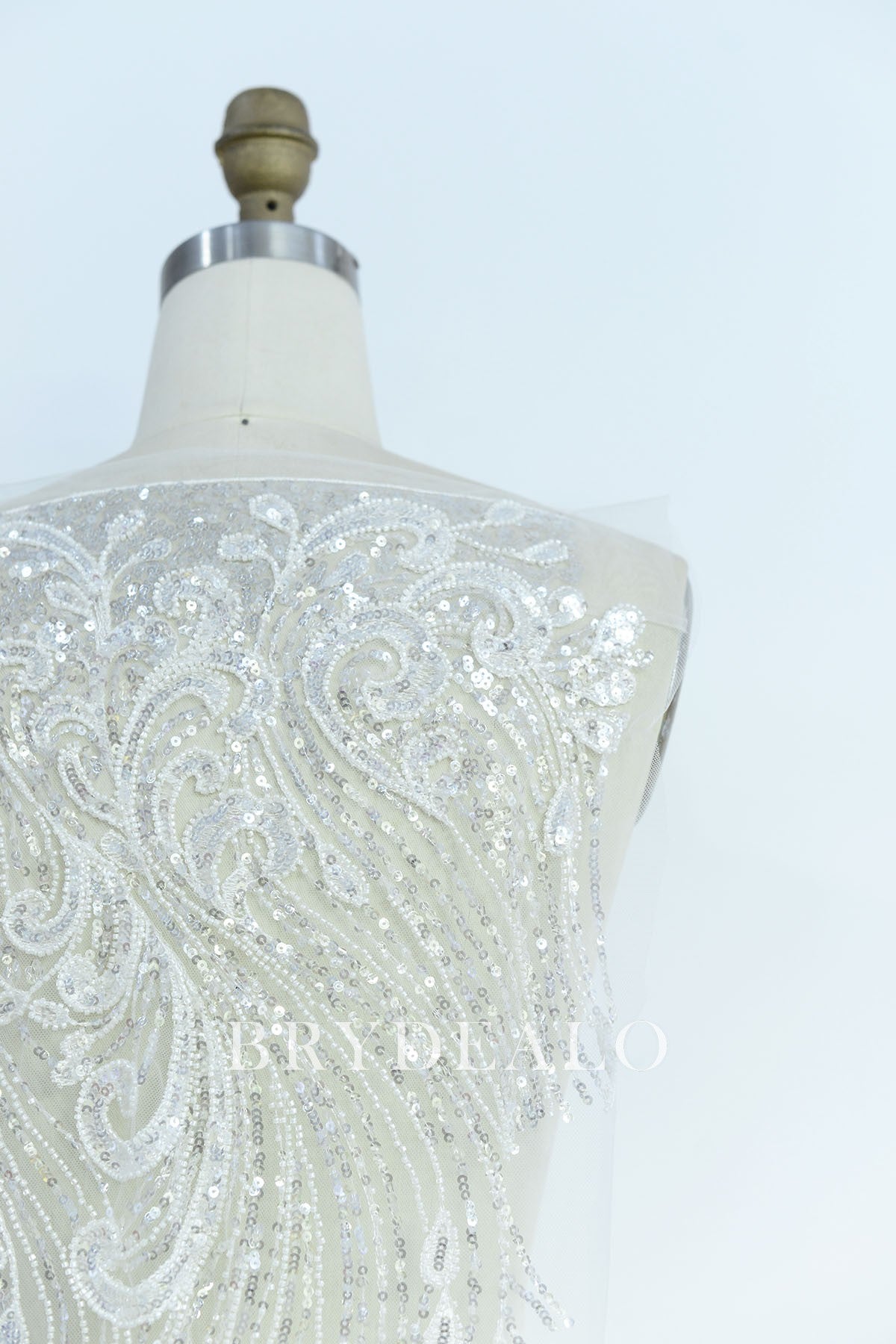 Beaded Wave Pattern Lace Fabric