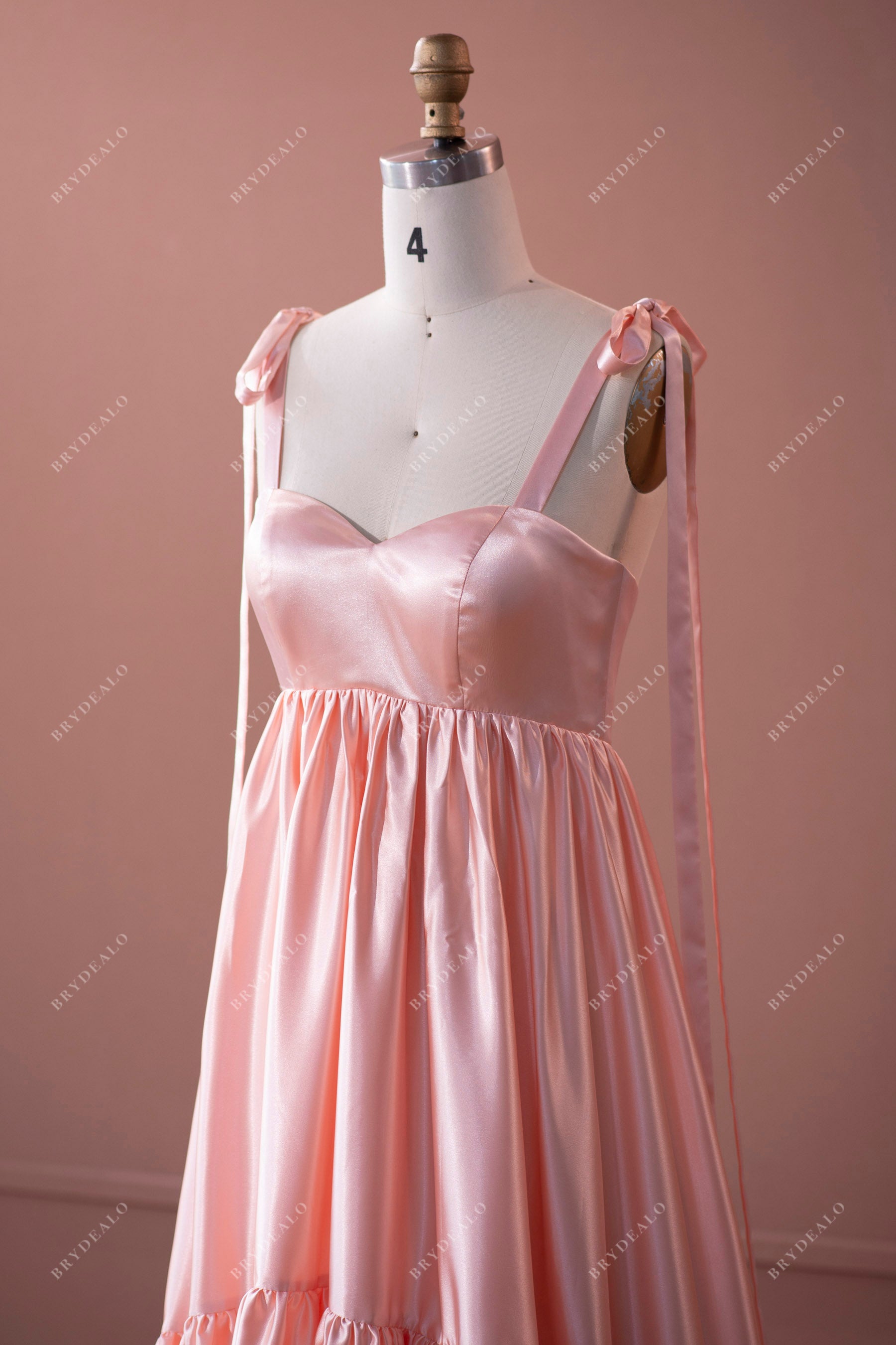 blushing pink straps sweetheart satin formal gown