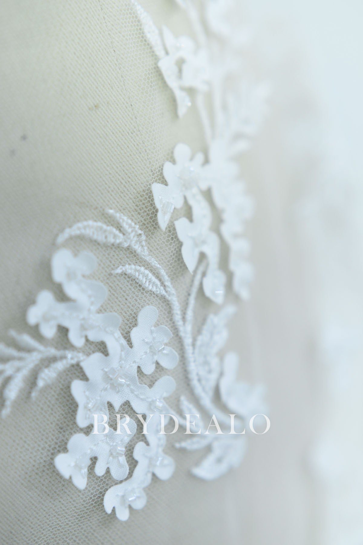 Lace with Embroidered Leaf and Laser
