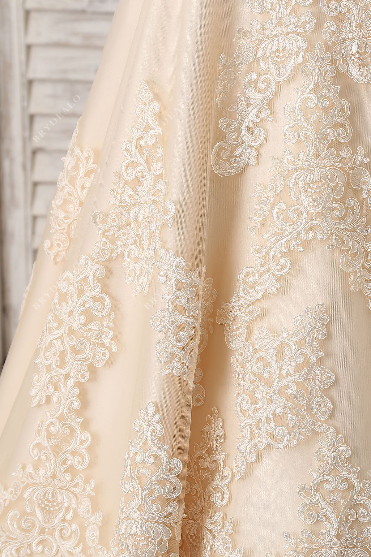 champagne lace wedding dress