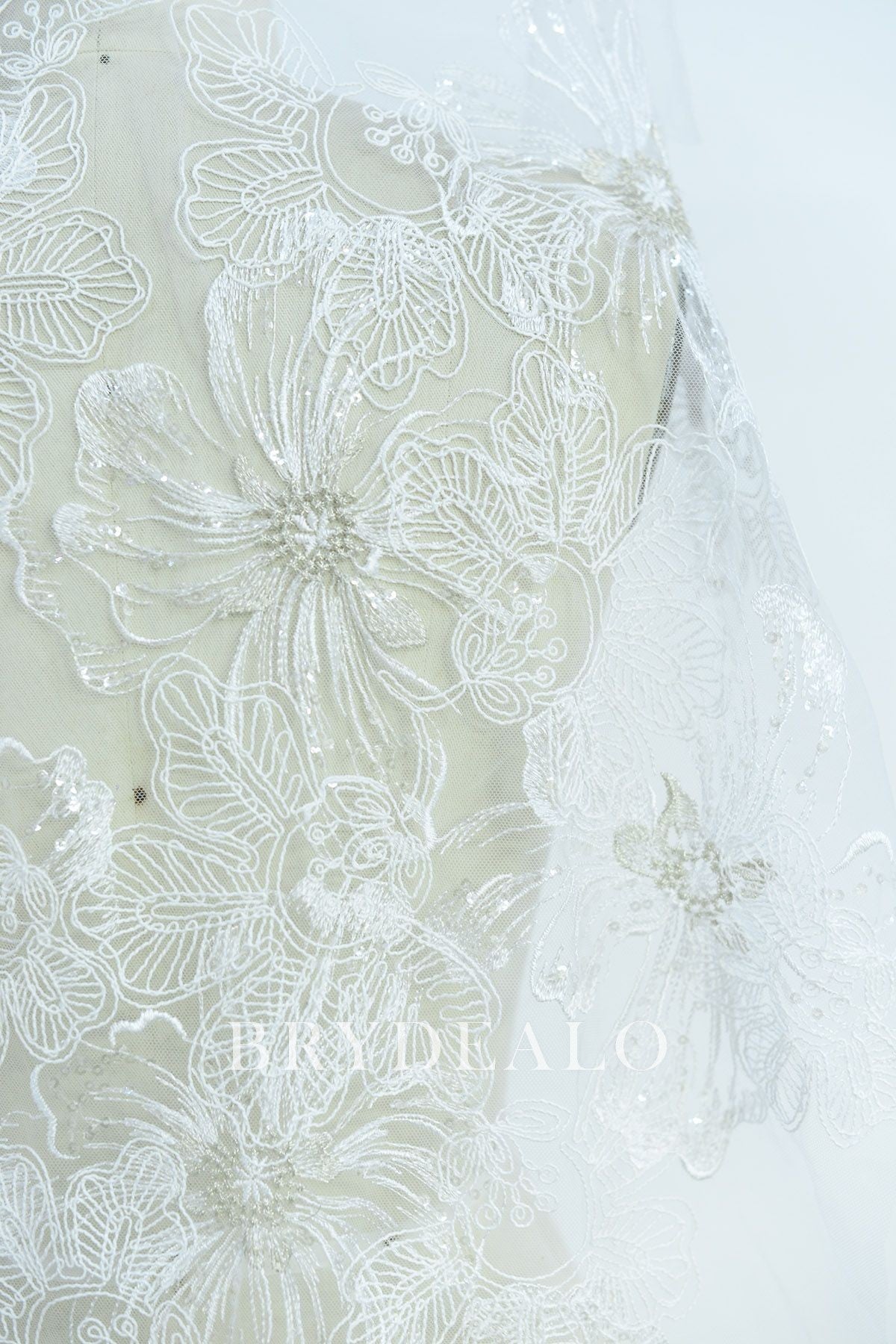 Shimmery Wild Flower Lace Fabric for Wholesale