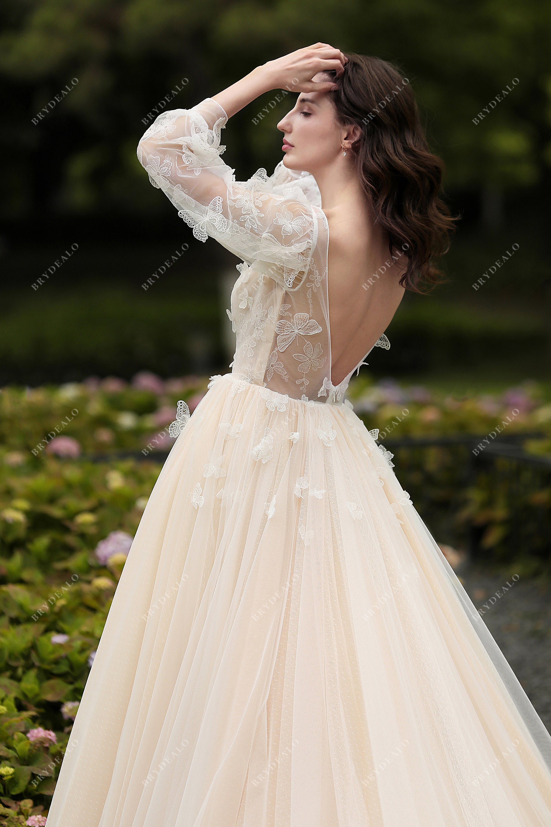 Private Label Colored Butterfly Cinderella Wedding Gown