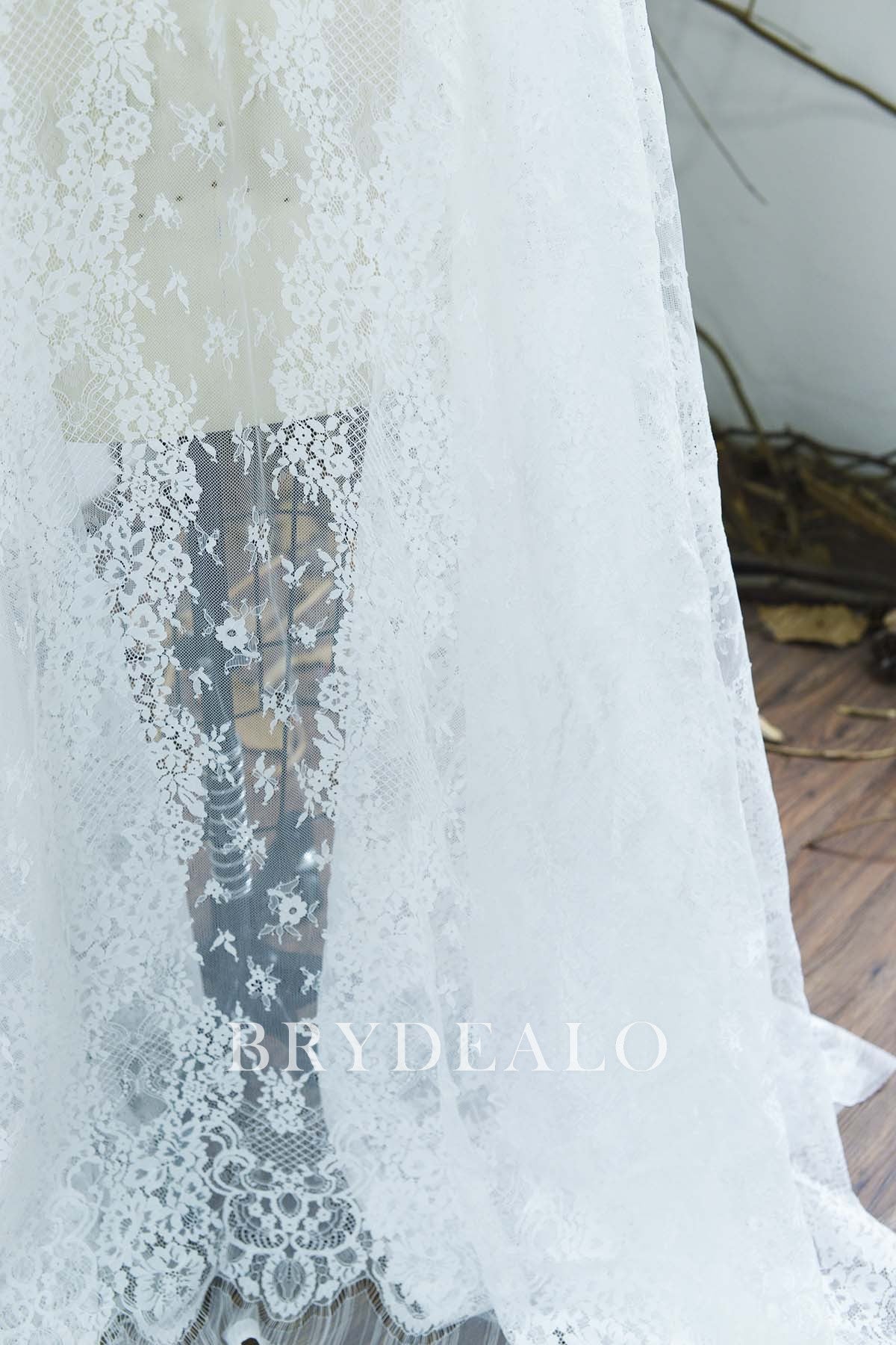 Flower Gridding Motif Corded Scallop Lace