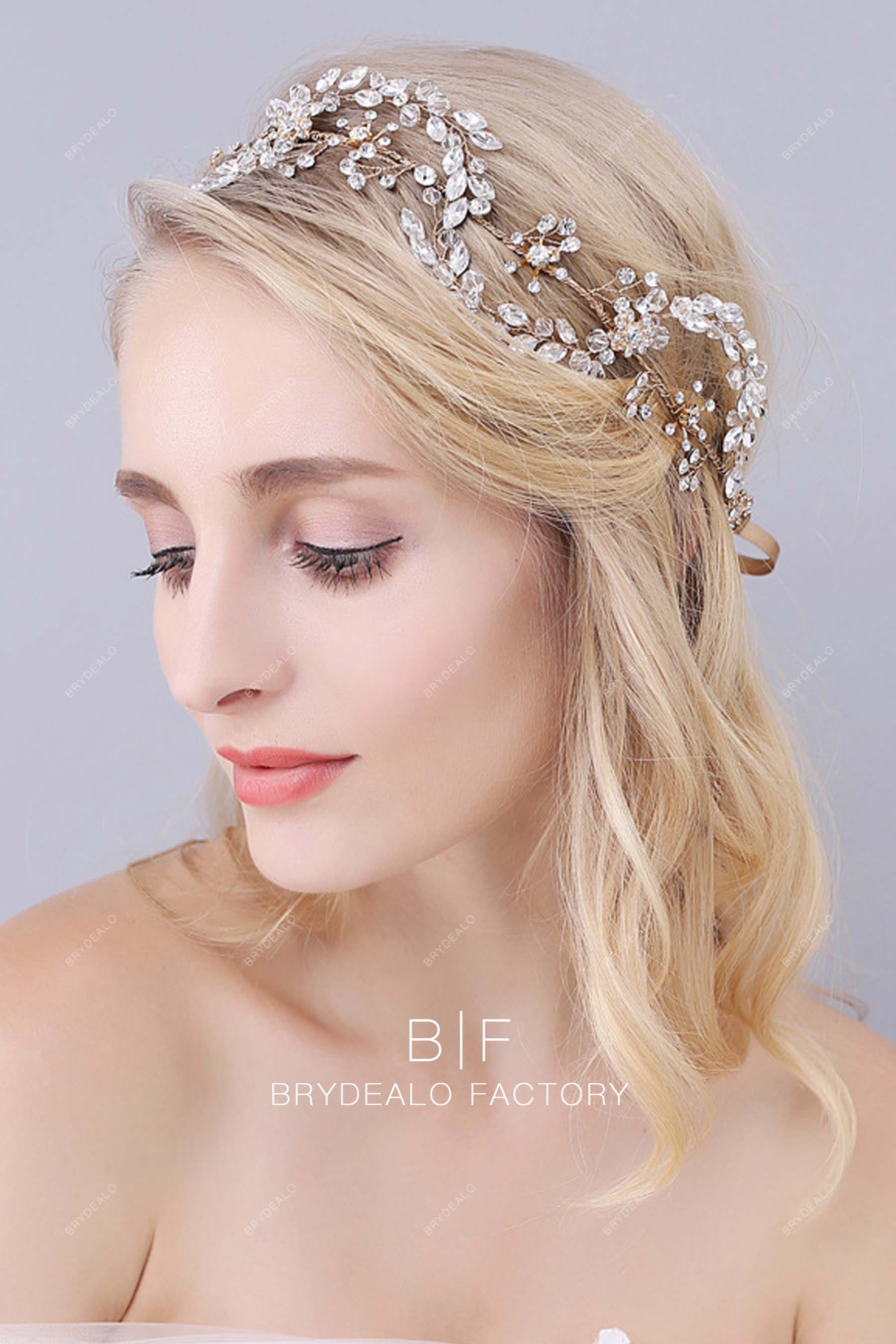 Crystals Rhinestones Gold Metal Headpiece